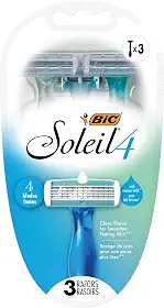BIC Soleil Comfort – Barbeadores descartáveis femininos para pele sensível para um barbear suave e rente, conjunto de 3 peças