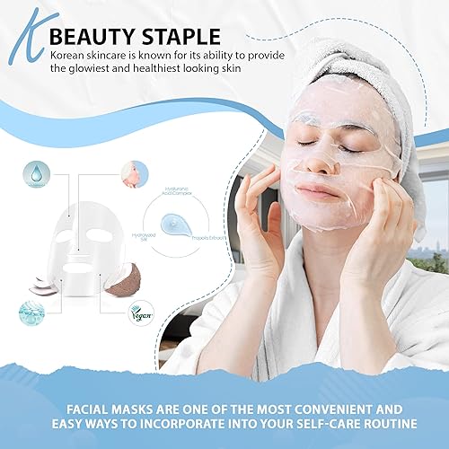 Miniatura 4 de SOUND OF SEOUL REPIEL Mascarilla facial de cápsula, hoja de gelatina fermentada con 100% agua de coco, vegana y ecológica, segura para la piel