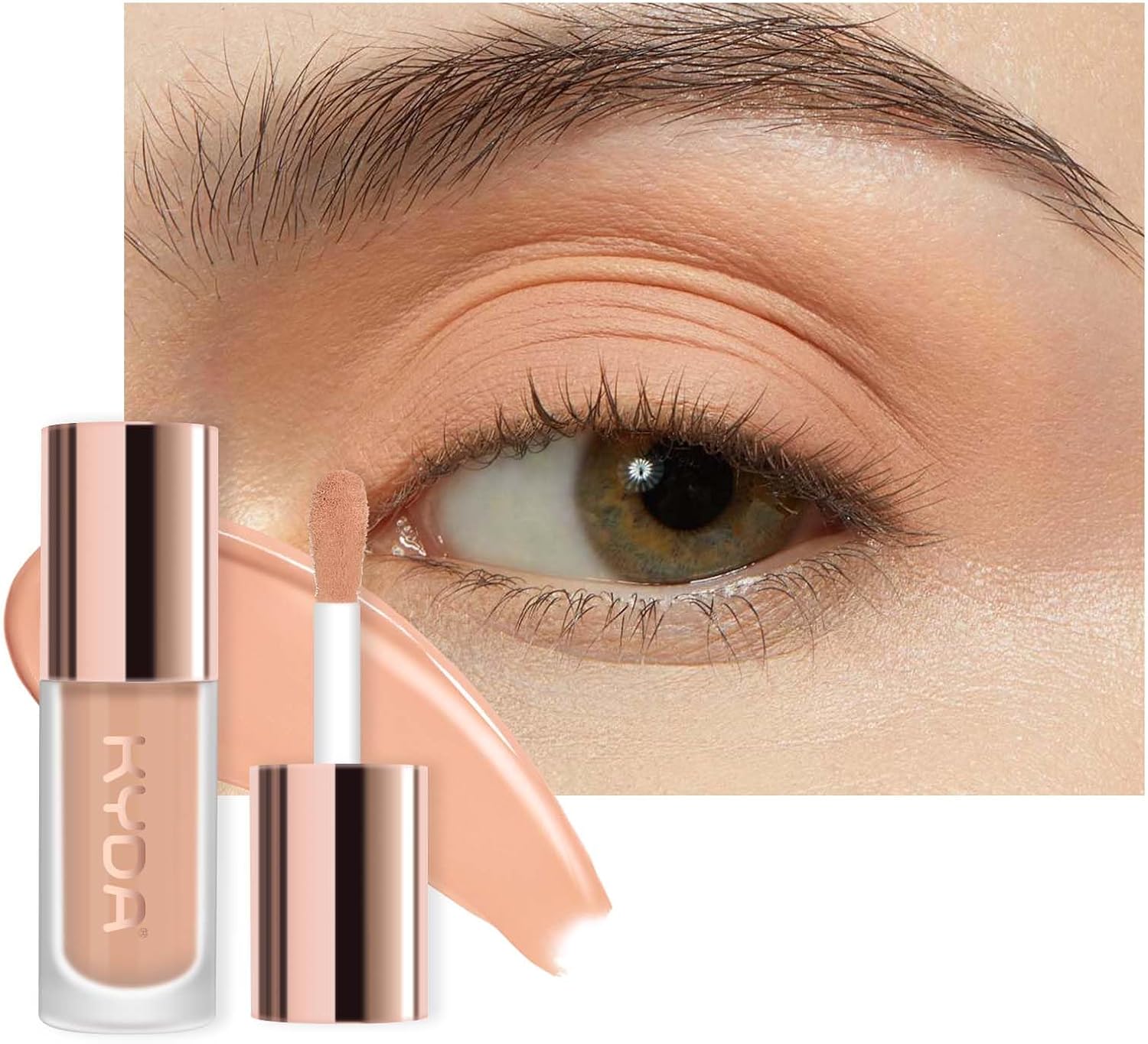 KYDA Liquid Matte Eyeshadow, Soft Matte Nude Ivory Eyeshadow, Long-wearing Crease-Resistant Velvet Eyes Tint, Smooth Cream-to-Powder Texture, Multiuse Eyes Makeup for Shadow and Primer