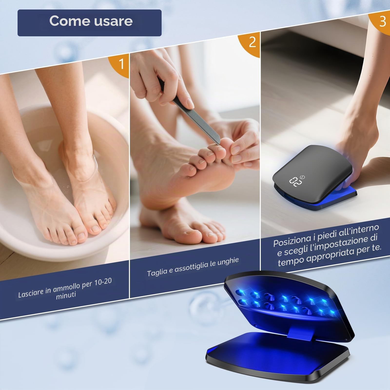 Upgrade Laser per Micosi Unghie Piede, 11 luci blu + 4 infrarossi, Touchscreen, Timer 5/10/15/20 min, Laser per Funghi Antimicotico Unghie Piedi-nero