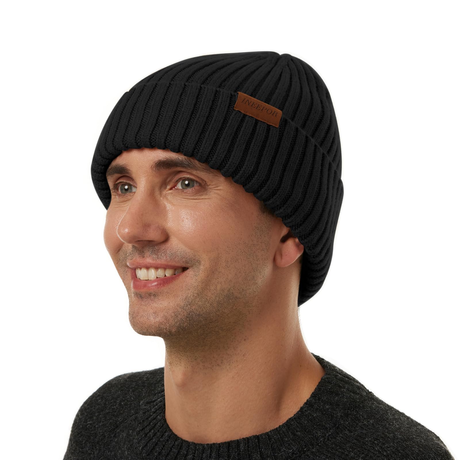 ineepor Cappello Invernale Uomo Donna Lana Merino Beanie Hat Berretto a Maglia Unisex Corto Chapeau Caldo Elegante Morbido Pile Fodera