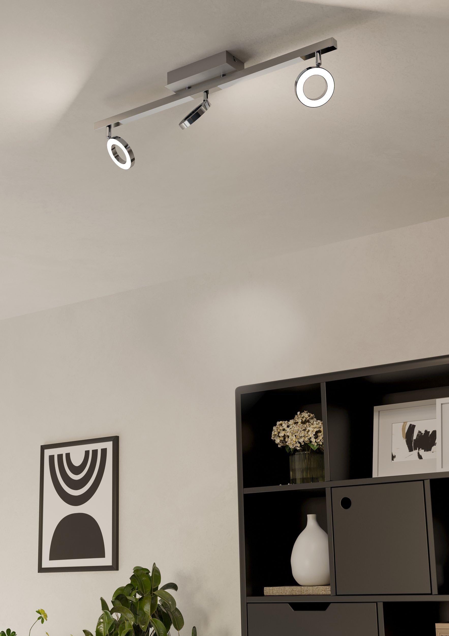 EGLO LED Deckenlampe Cardillo, 3 flammige Deckenleuchte | Deckenstrahler aus Alu, Metall und Kunststoff, Wohnzimmerlampe in Chrom, LED Flurlampe warmweiß