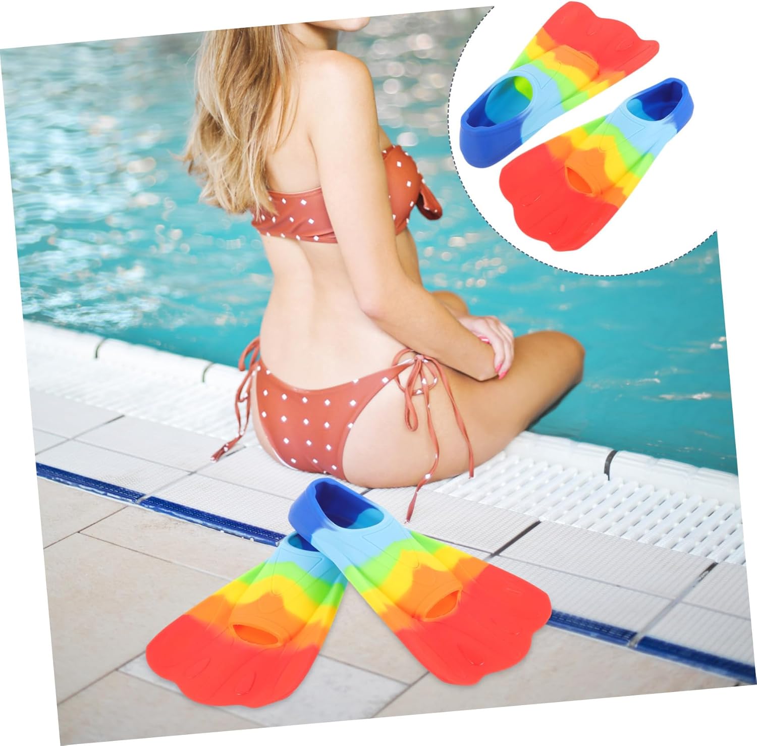 Mikinona Swim Flippers Flexible Silicone Snorkeling Diving Fins Lightweight Portable Training Fins for Boys Beginners