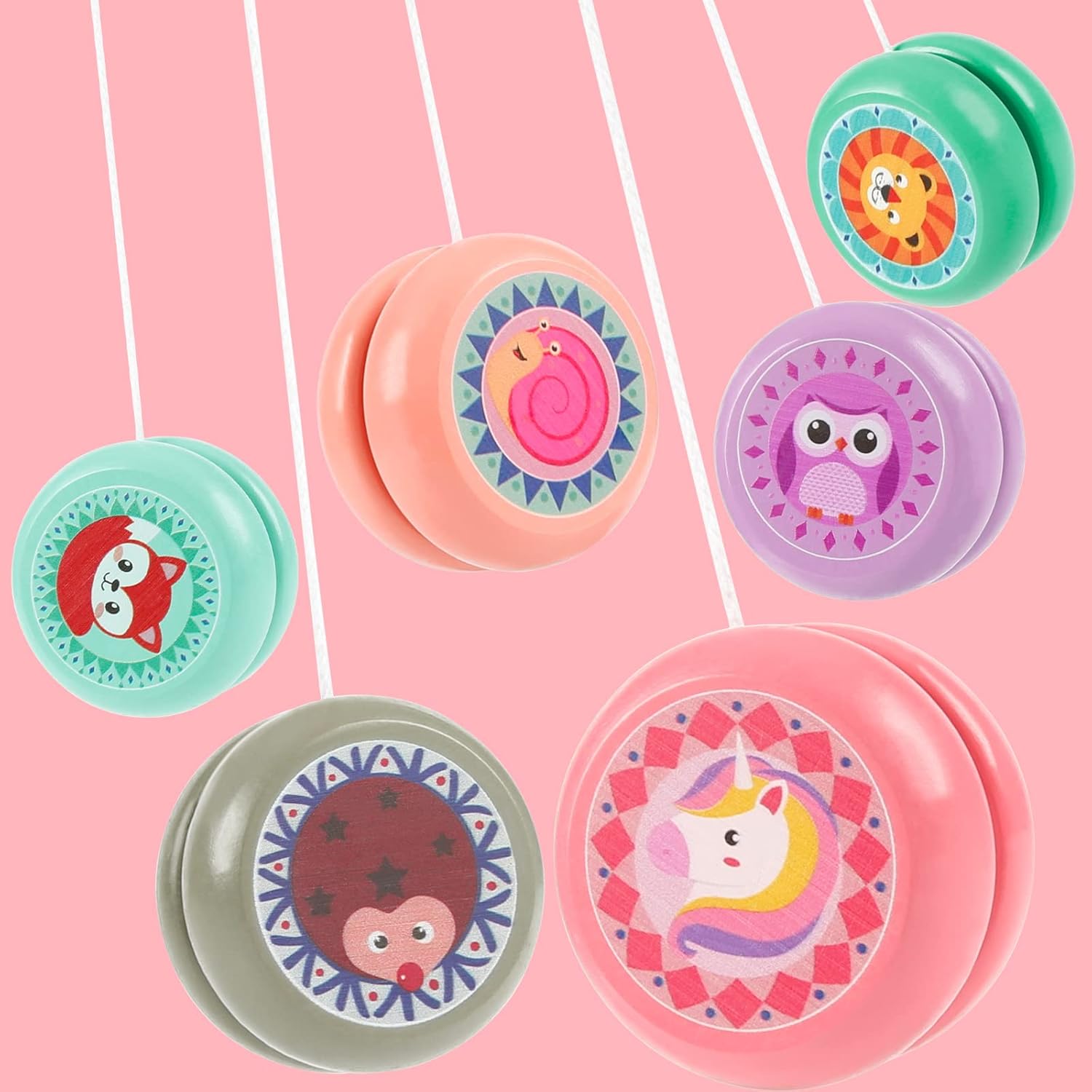 Victse Yoyo Toy, 6 Pcs Yoyos en Bois, Yoyo Jouets, Jouets pour Pochette