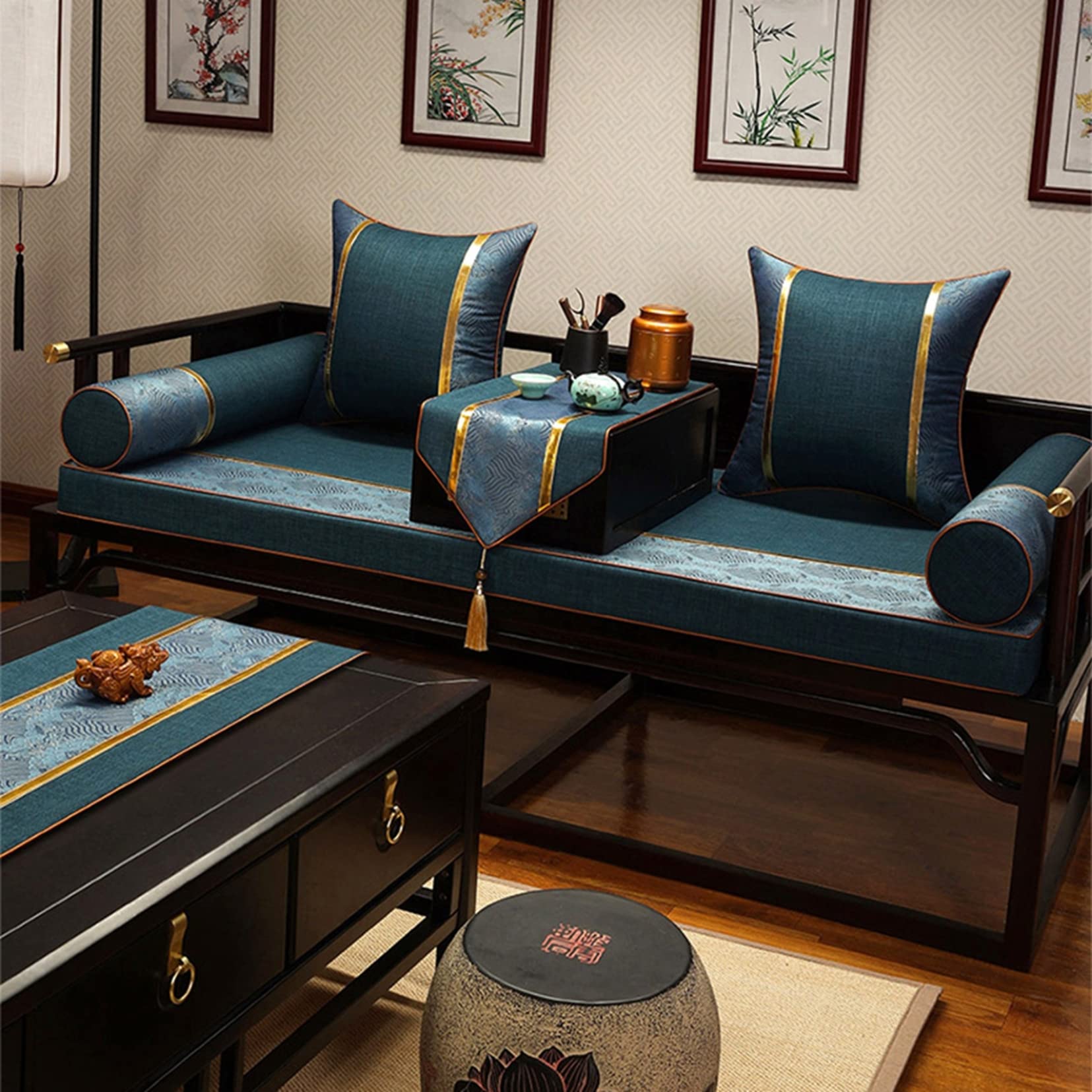 Amazon.co.jp: ロングクッション 円柱型 抱きまくら 中華風 椅子