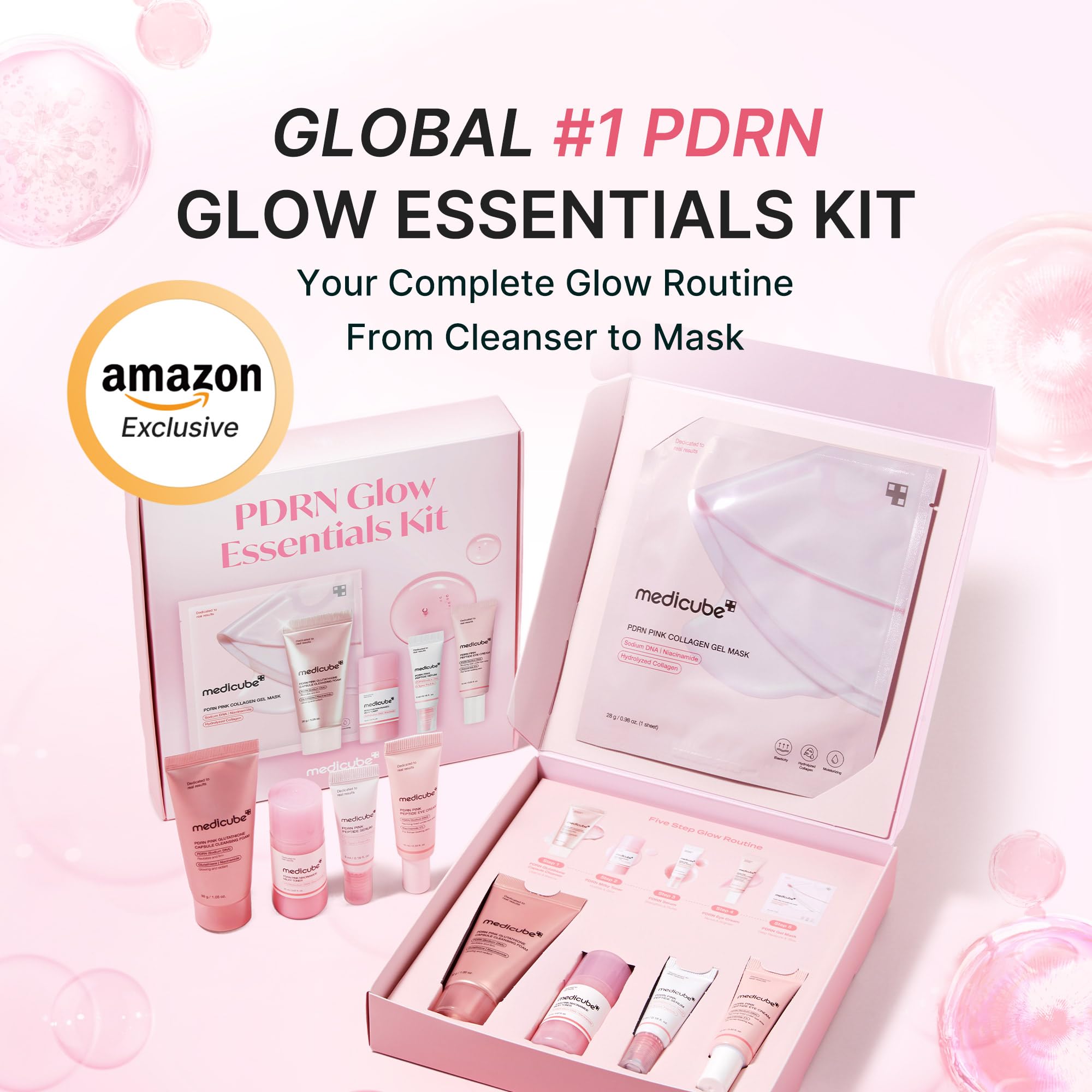 medicube PDRN Glow Essentials Kit, Mini Skincare Travel Set, 5-Step Routine view 2
