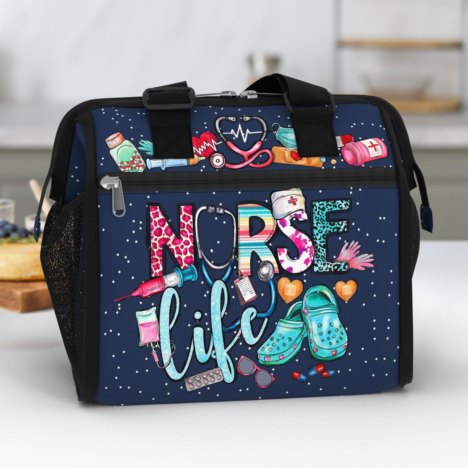 84hoods Large Lunch Box for Women. Insulated Lunch Bag for Work Office Travel Picnic with Adjustable Strap. Nurse Gift. Nurse Life. - Image 6