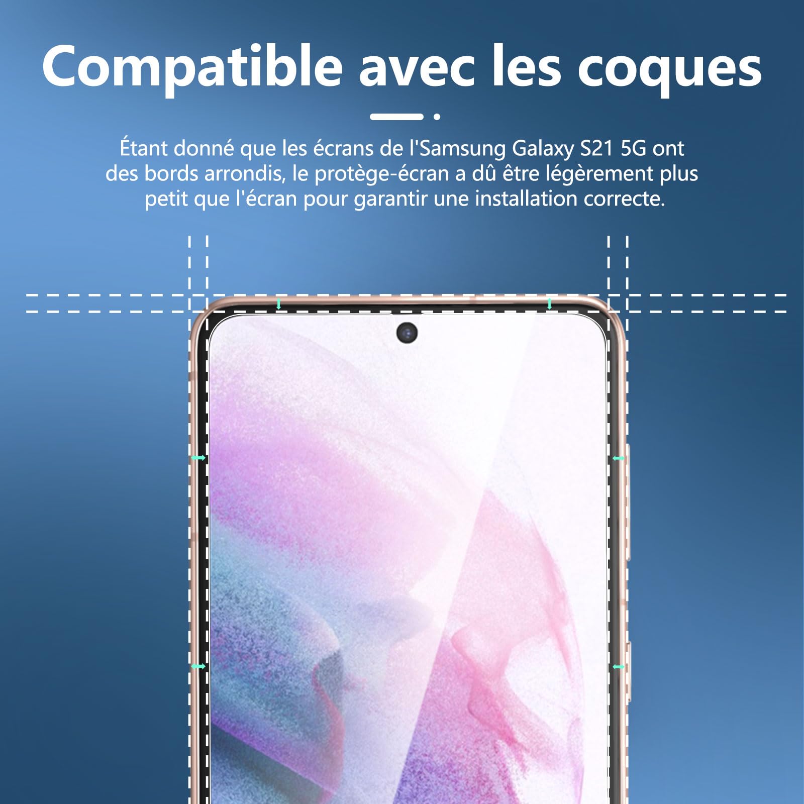 NEW'C 3 sztuki Szkło dla Samsung Galaxy S21 5G (6.2 Cala) Hartowane i Folia Ochronna Ochraniacz Ekranu - Bez pęcherzyków powietrza, odporność na zarysowania