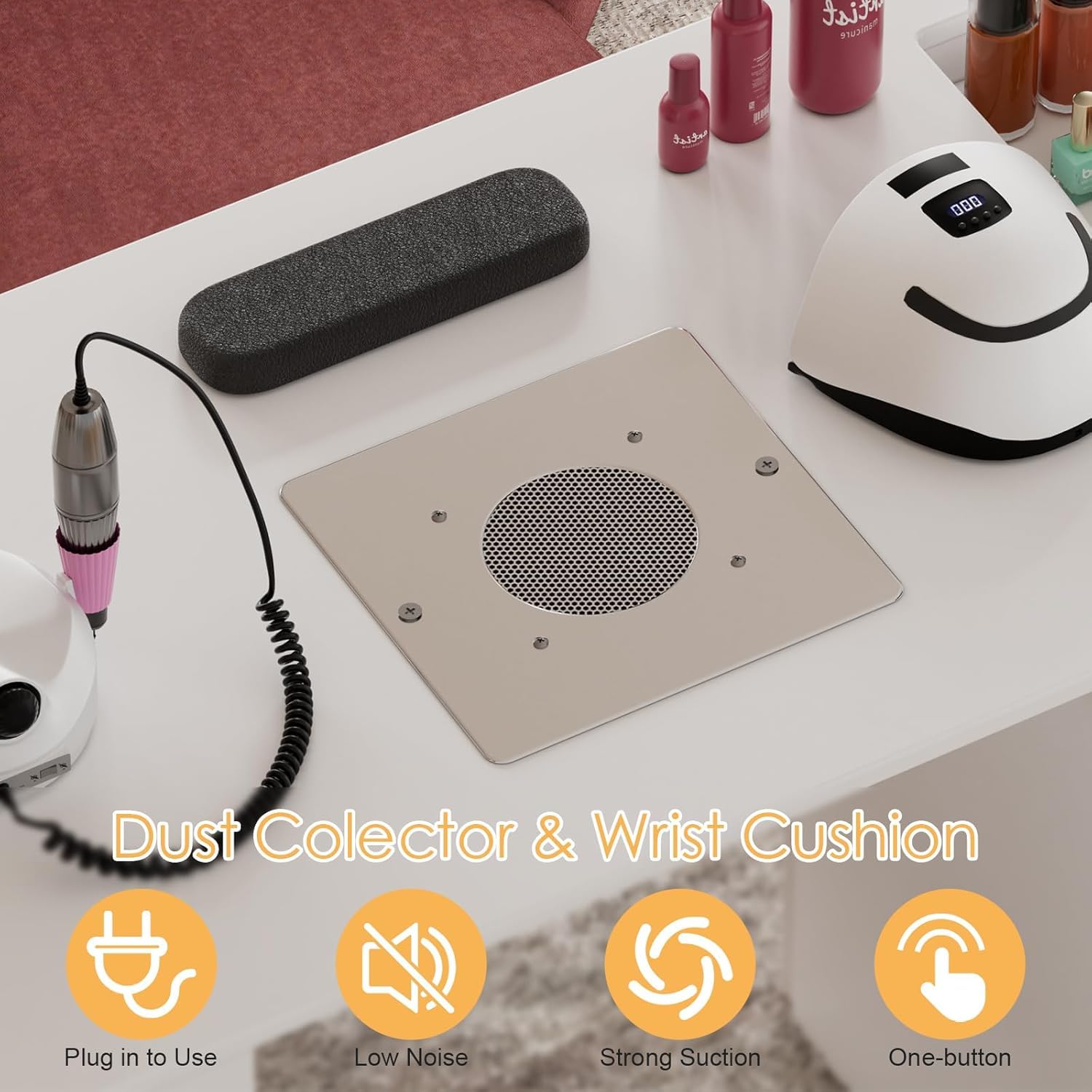 Tavolo per Manicure con Aspiratore Elettrico 108x45x77 cm Bianco