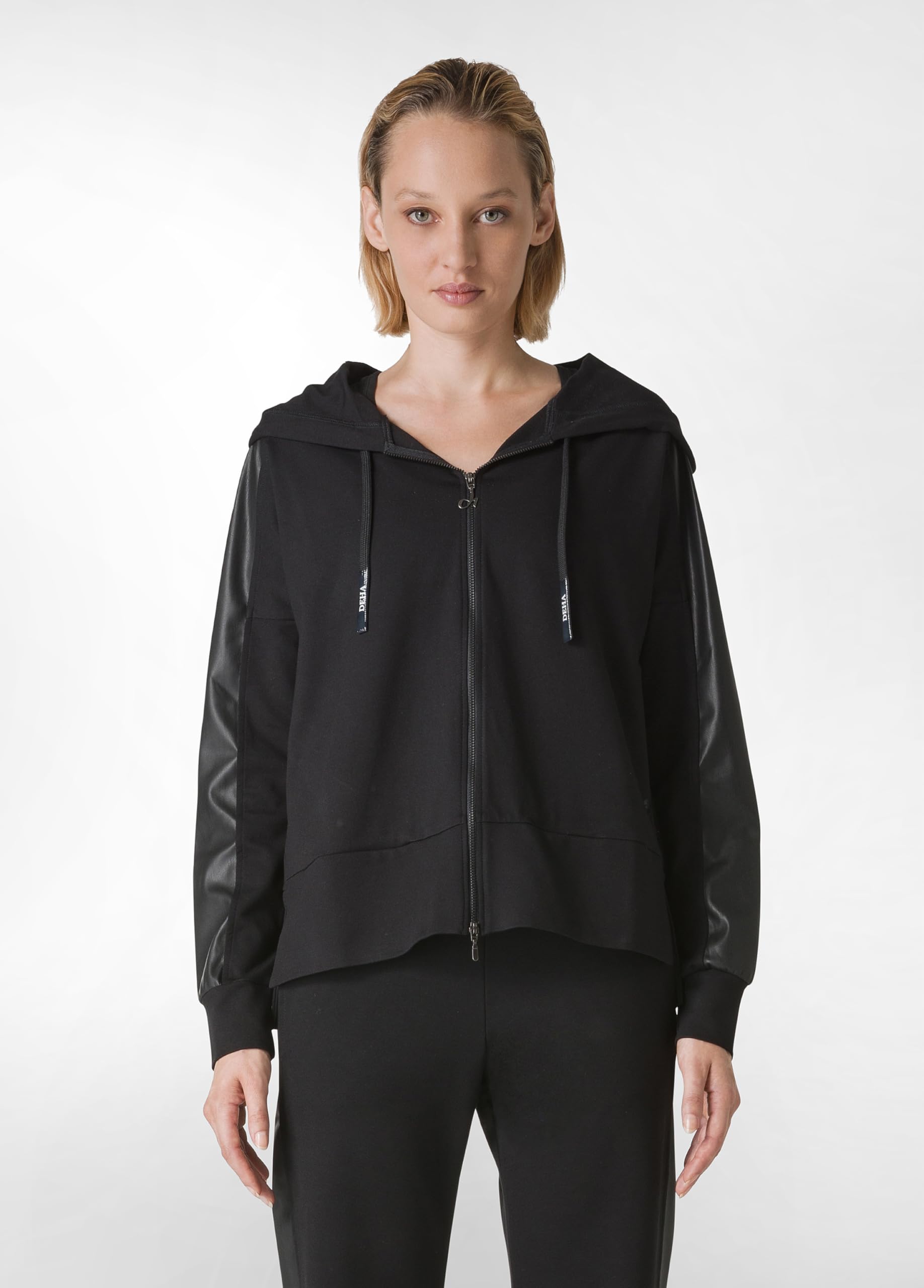 DEHA - Felpa Faux Leather Trims Jacket in Viscosa per Donna
