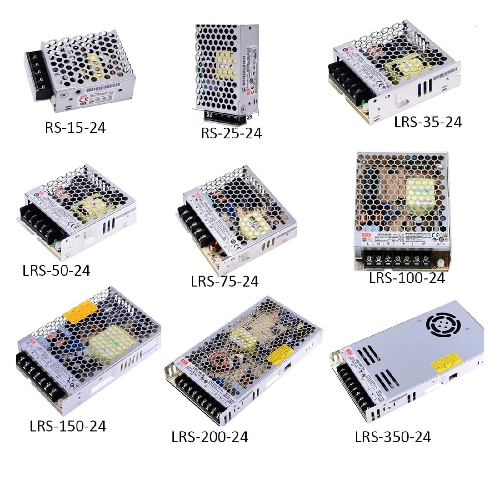 RS-15 RS-25 LRS-35 50 75 100 150 200 350 450 600 W 5V 12V 15V 24V 36V 48V Pojedynczy zasilacz przełączający LRS-350W(LRS-50)