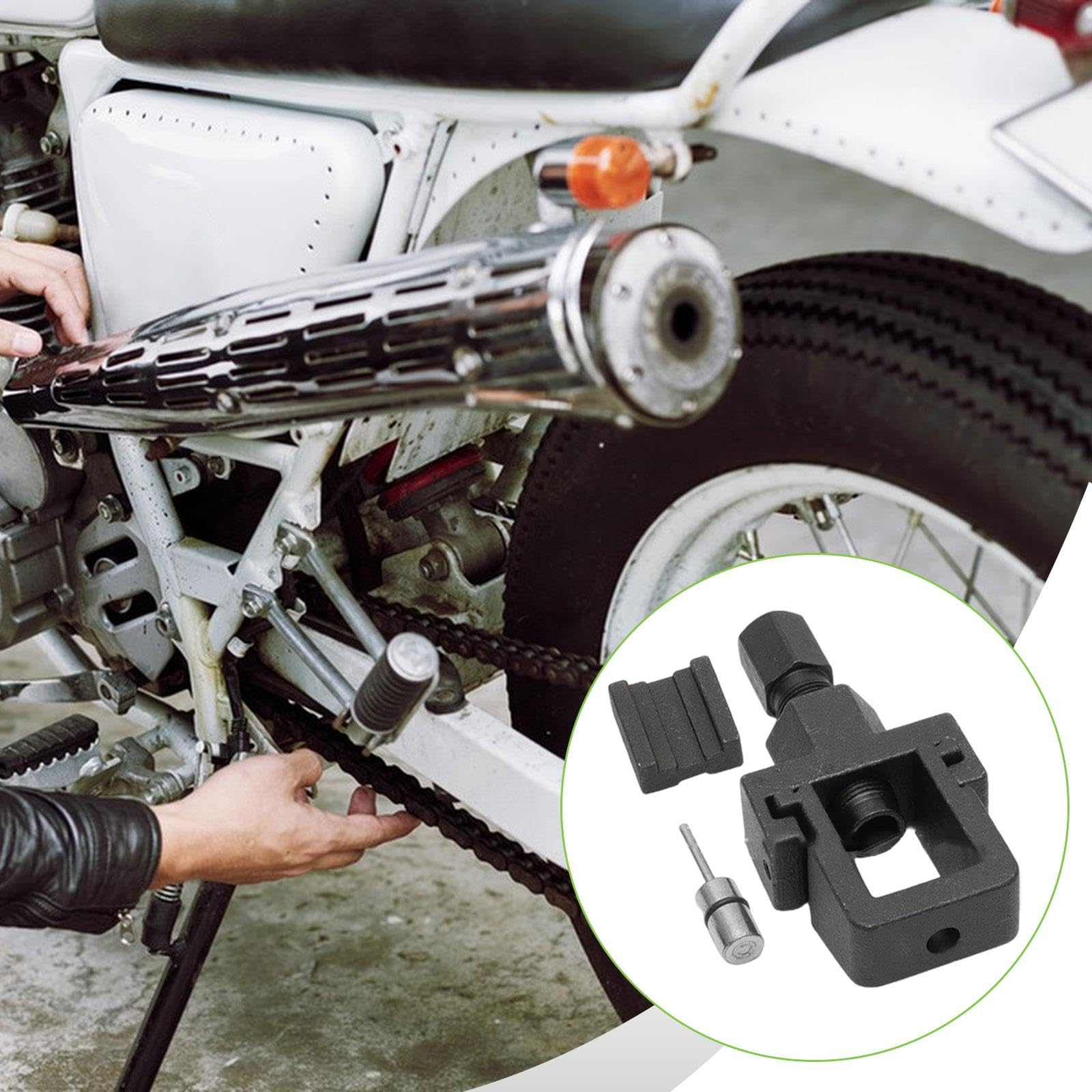 Motorradkettentrenner Set Kettenabzieher Kettenentferner Kettenwerkzeug aus Stabilem Kohlenstoffstahl Tragbar für Reparaturarbeiten Motorradpflege