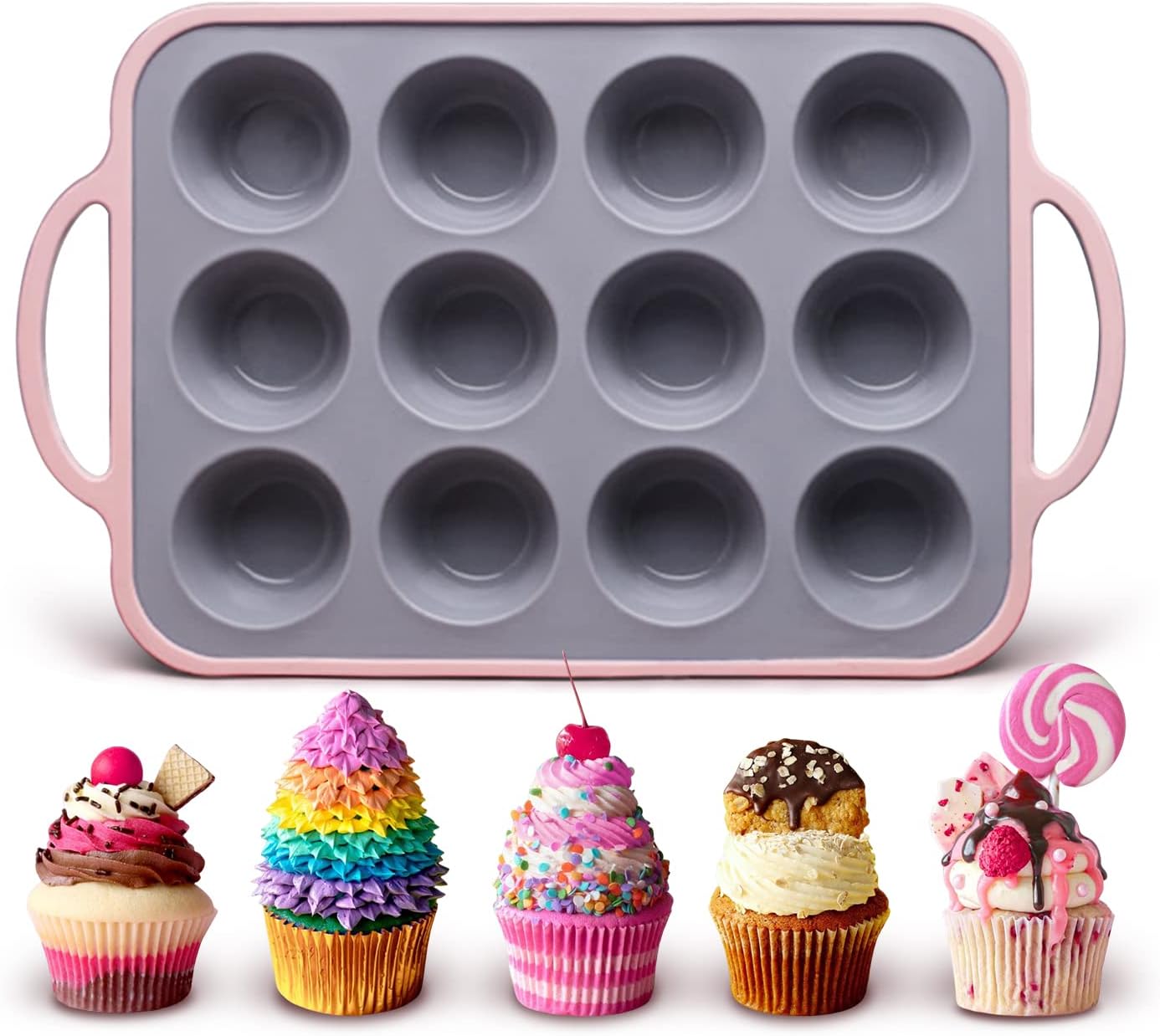QUIWELL Silicone Muffin Pan, Cupcake Pan, Mini Silicone