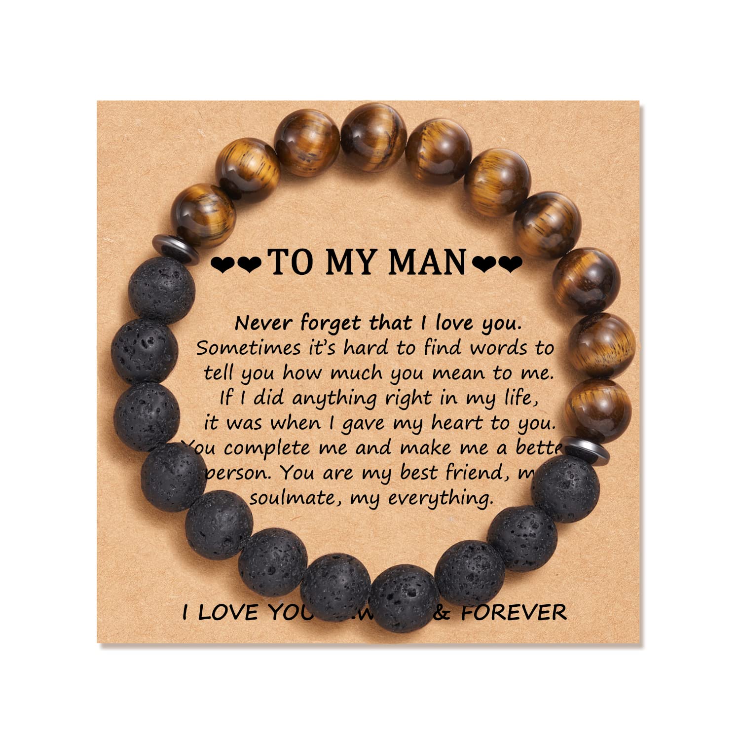 JOGDIAM Gifts for Dad/Grandpa/Uncle/BoyfriendGifts Natural Lava Stone Bracelet for Men