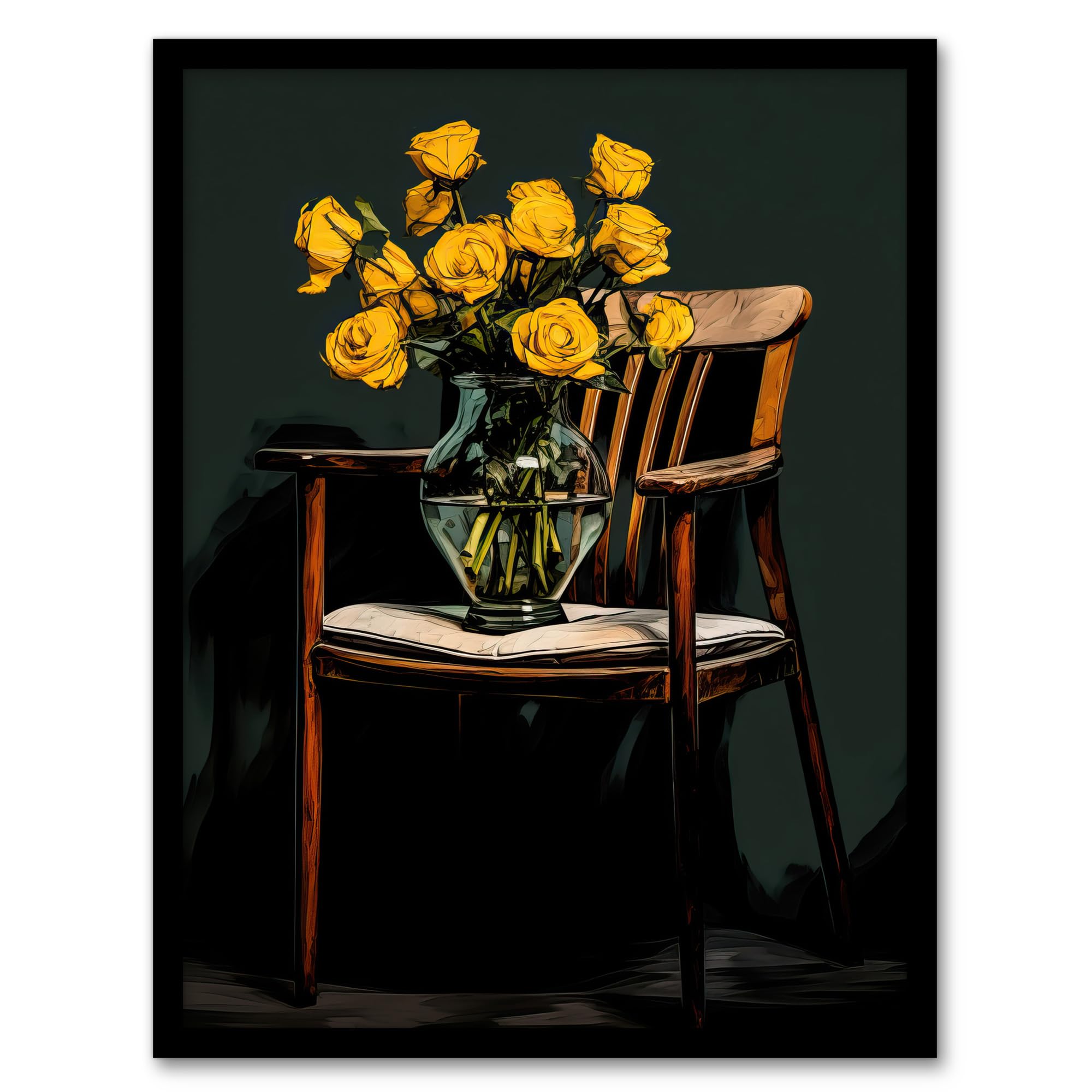 Wee Blue Coo Yellow Roses Are My Favourite Still Life Artwork Framed Wall Art Print A4