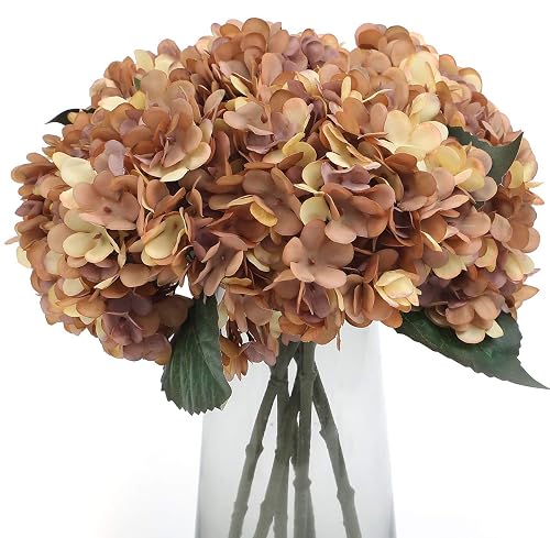 Kimura's Cabin 6Pcs Hydrangea Artificial Flowers Fall Flower,Autumn Yellow |