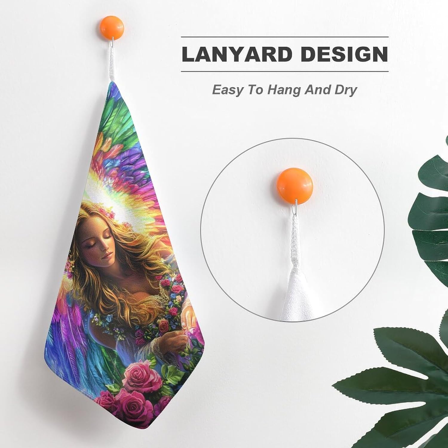 Rainbow Angel Rose Towel Hand Towels Decorative Towel for Bathroom Kitchen Shower Gym 4PCS