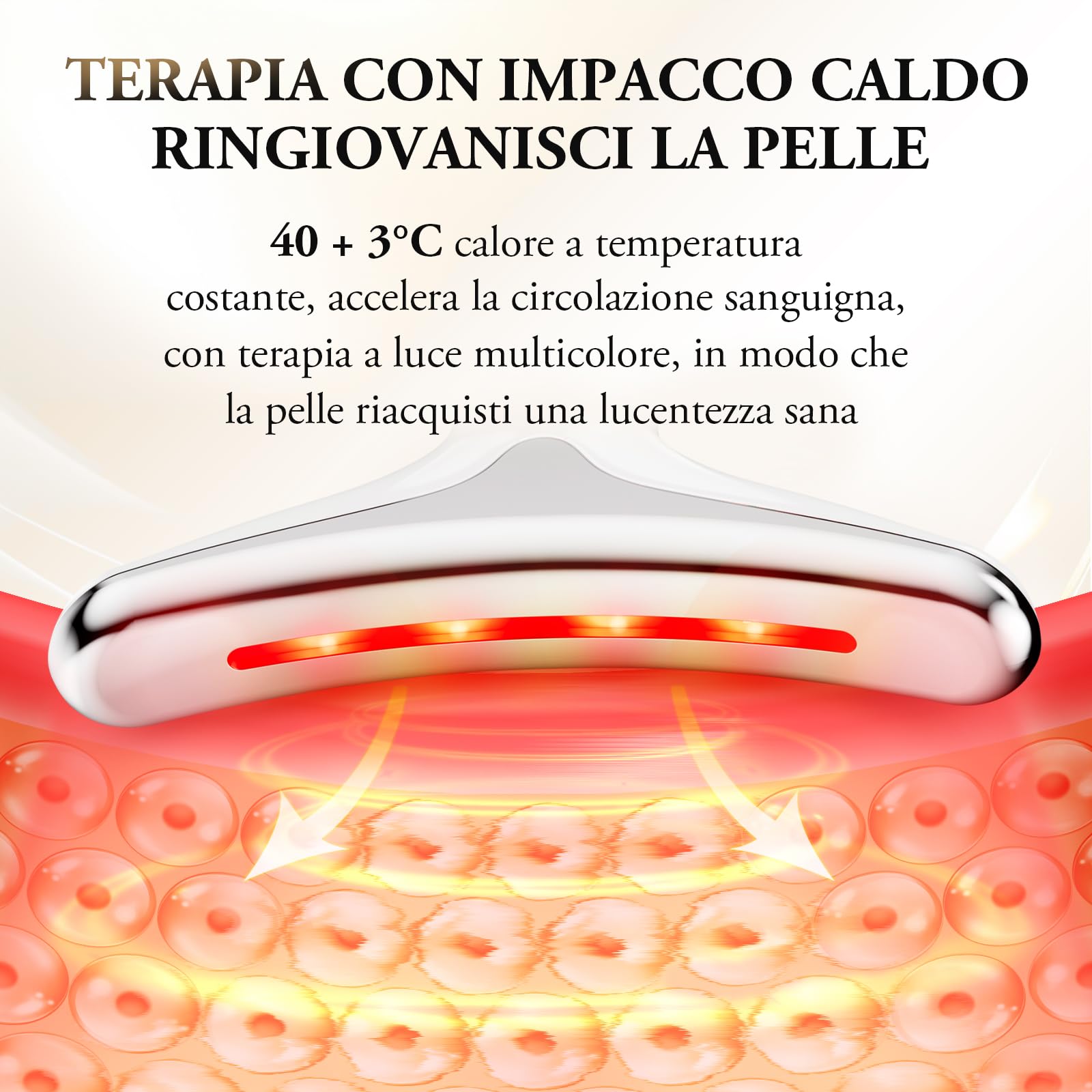 ANLAN Dispositivo di Bellezza Antirughe, Impacco Caldo a 45 ℃ Terapia Della Luce Massaggiatore Viso EMS lifting del Collo Rassodante per Tonificare il Viso,Timer di spegnimento di 5 minuti