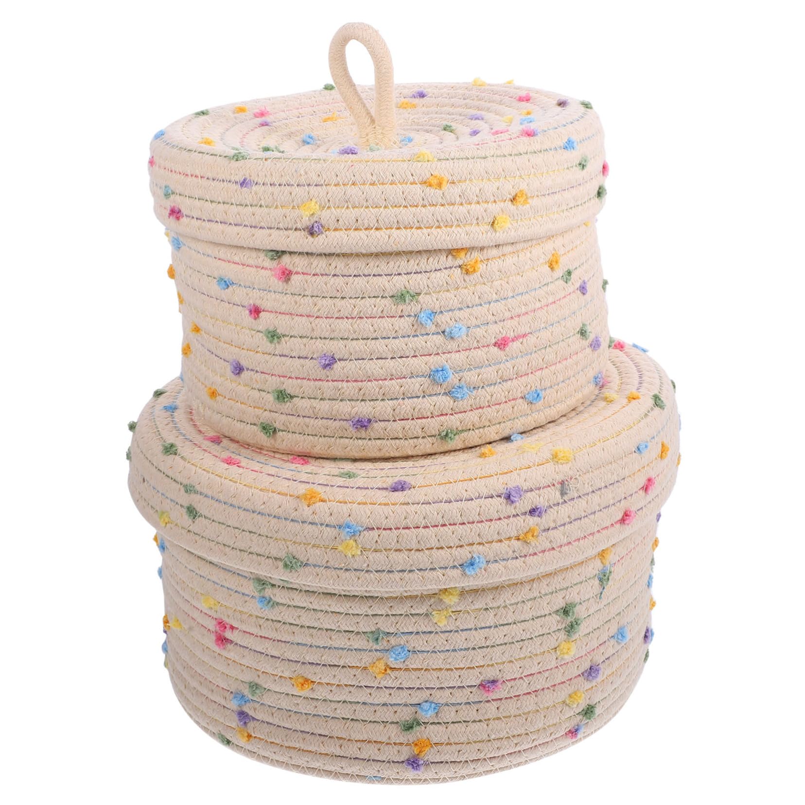 Panier de rangement tissé corde de coton pour articles divers maquillage et bureau x2