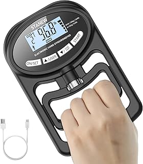 STANEW Digital Hand Dynamometer, Digital Hand Grip Strength Trainer - Grip Strength Measurement Meter with HD LCD Display, Digital Grip Strength Exerciser for Sports, Home and School 265lbs / 120kg