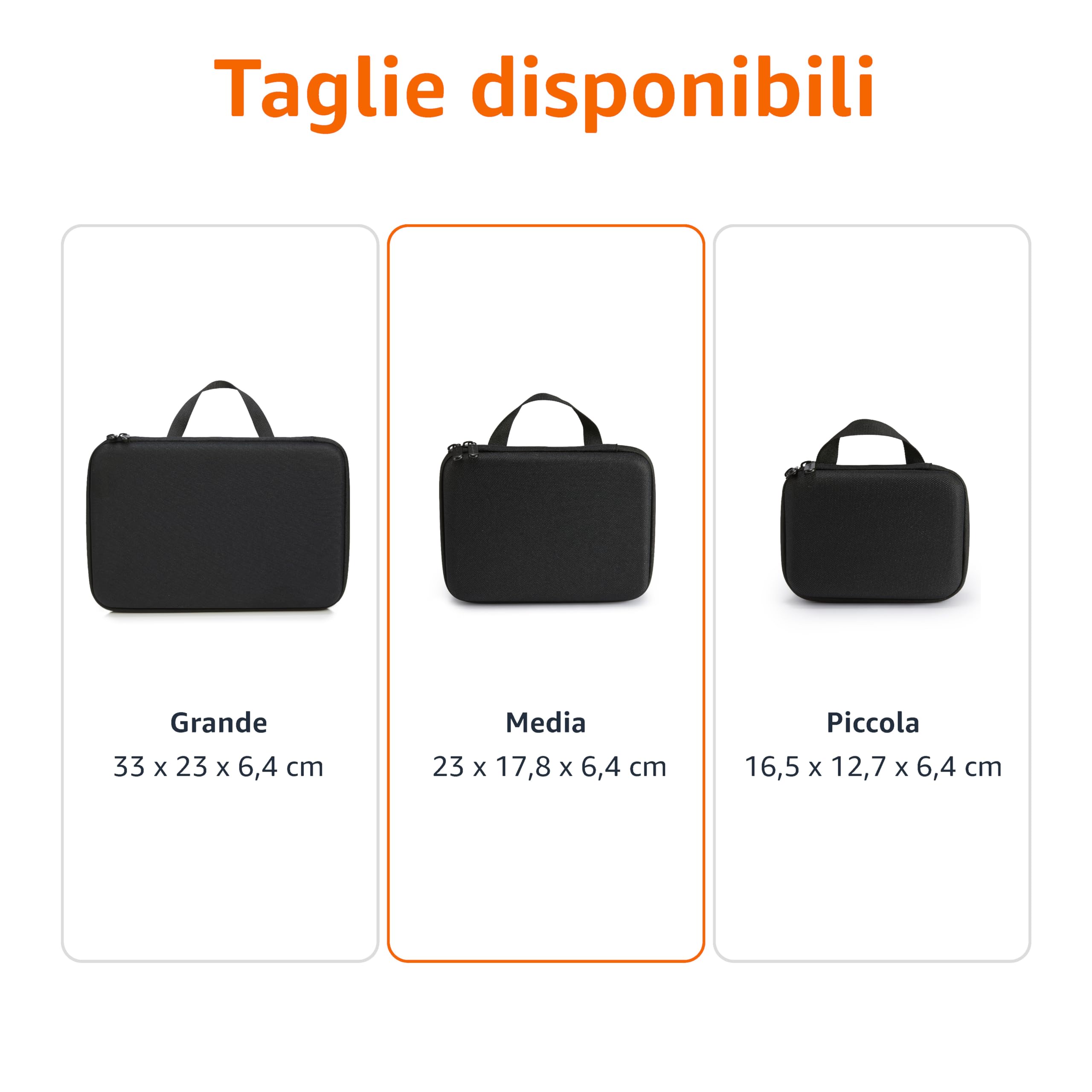 Amazon Basics Custodia Protettiva Medio per GoPro e Action Cam con Interno in Schiuma, Portatile & Leggero, 22,9 x 17,8 x 6,4 cm, Nero, Solido