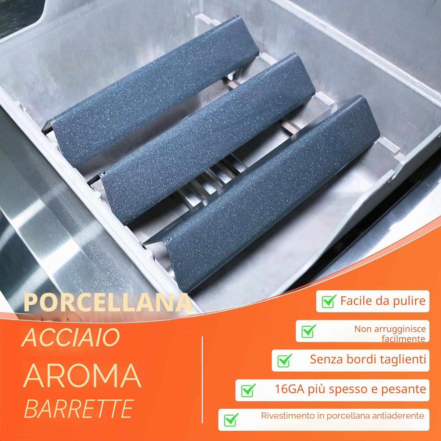 GFTIME 38.9CM 7635 Barrette aromatizzanti per Weber Spirit E210, S210, E220, S220, piastra riscaldante smaltata in porcellana, parti di ricambio per griglia a gas per Spirit I e II serie 200