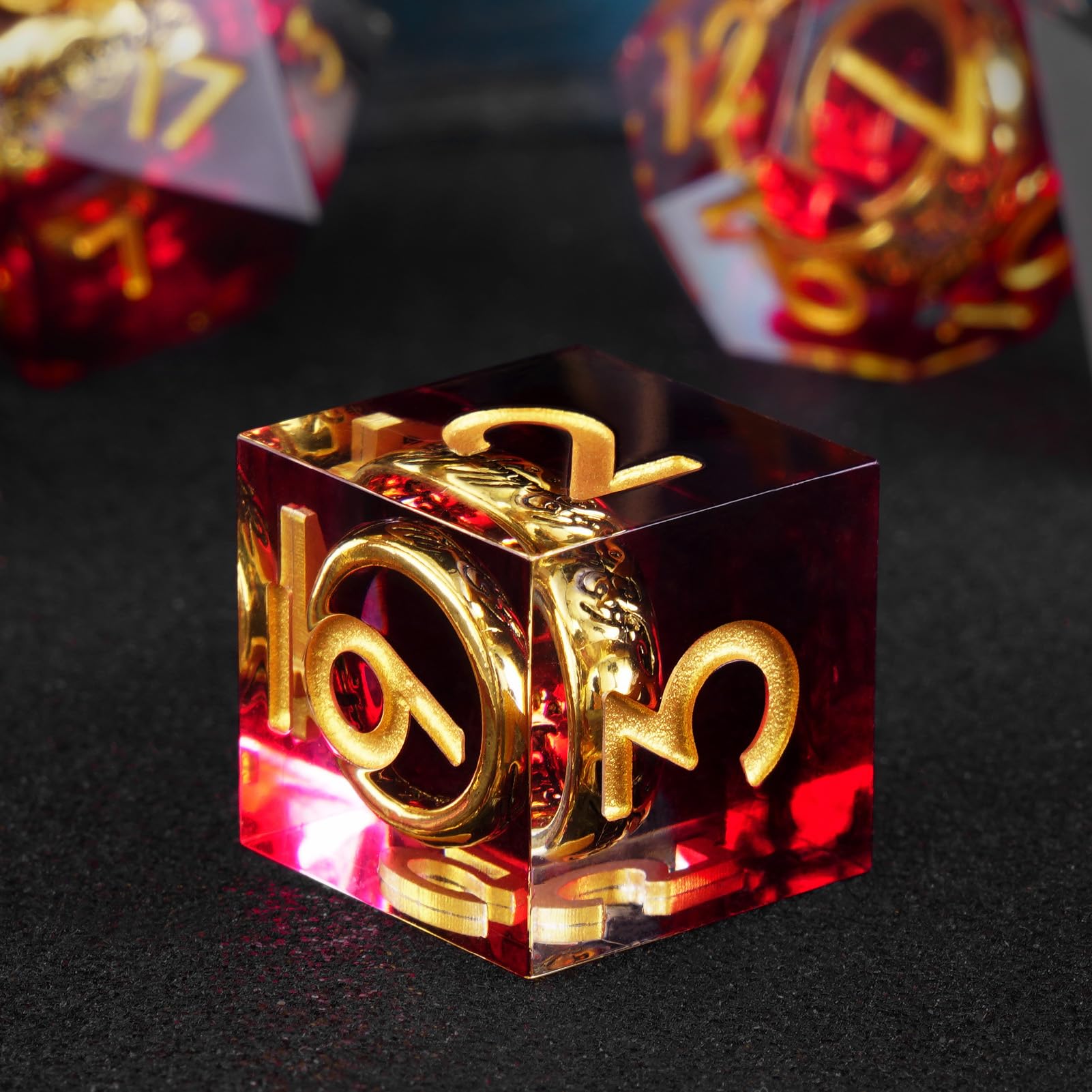 ORUZA DND - Set di dadi D&D fatti a mano, in resina sintetica con bordi appuntiti, per dungeon e dragon, Pathfinder, giochi da tavolo RPG MTG, con confezione regalo, 7 pezzi