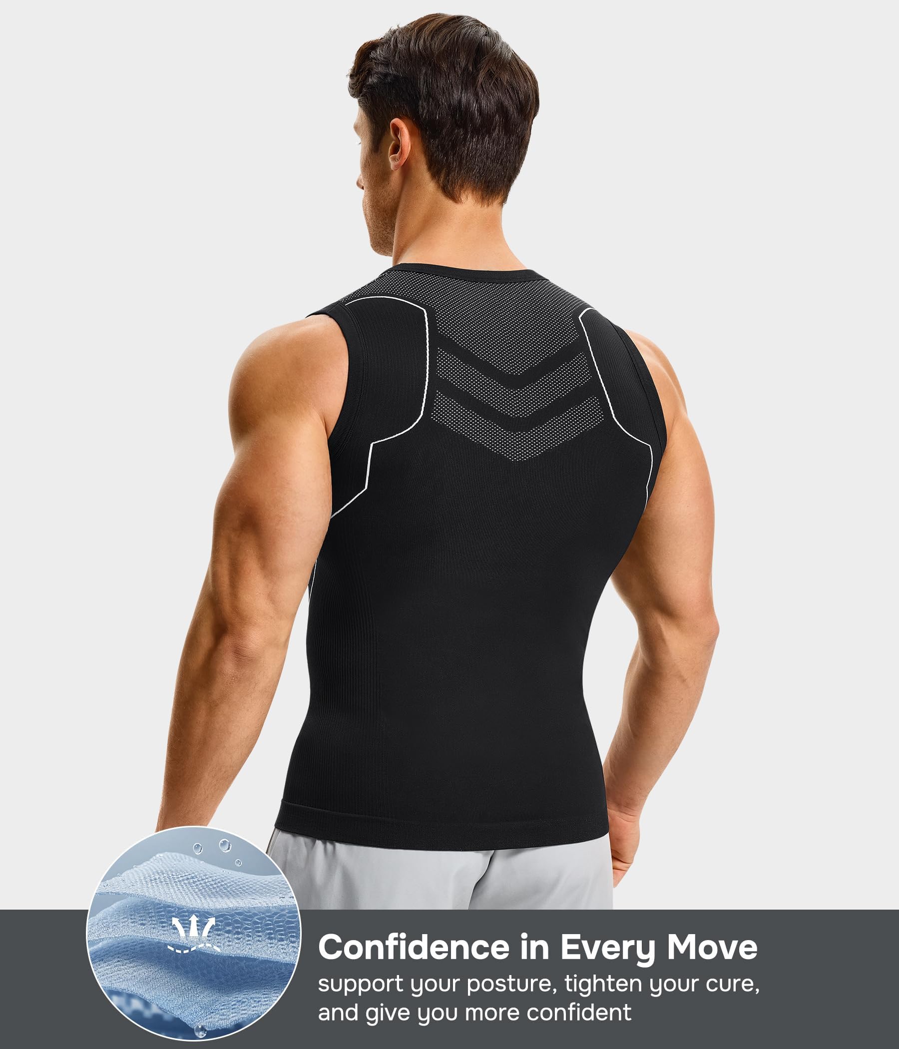 Gotoly Débardeur de Compression Homme sans Manche Maillot de Corps Gaine Ventre Plat Amincissant Gilet Gainant Shirt sous-vêtements Musculation Sport Top Minceur Body Shaper