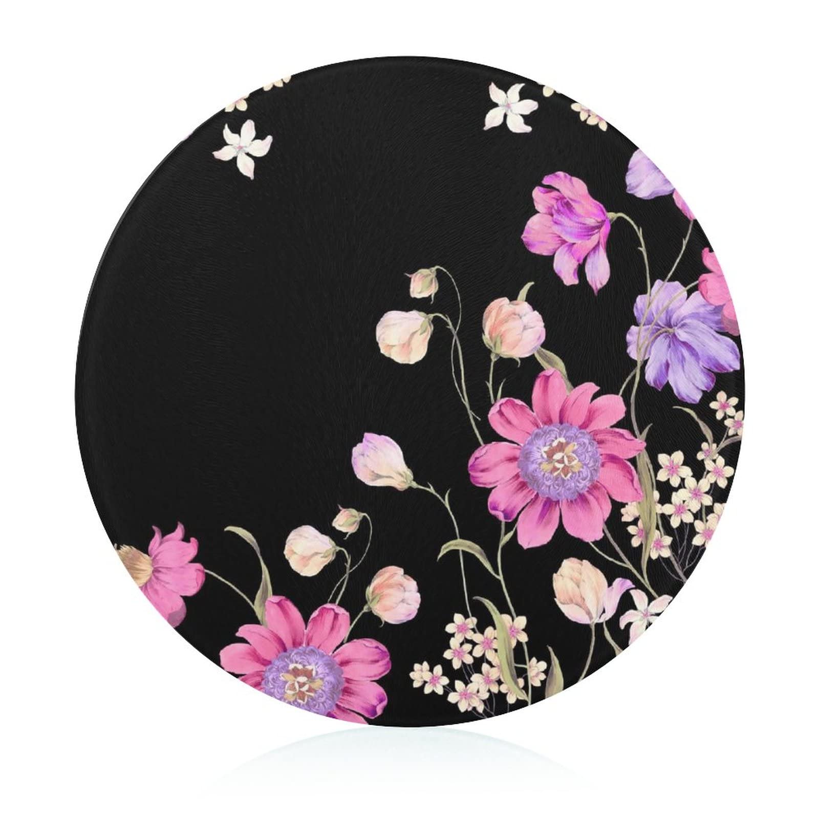 Planche à découper en verre trempé 20 cm antidérapante fleur violette cuisine