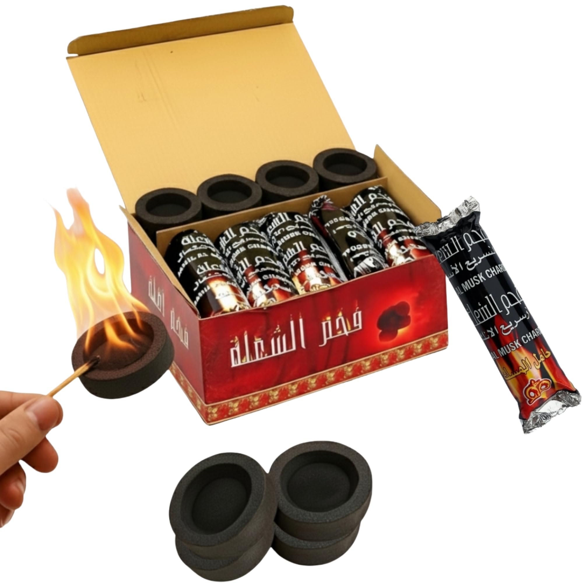 Quick Light Charcoal Tablets – 30 pcs (33mm) | Instant Lighting Coal Disks for Incense, Hookah & Resin Burning | Long Lasting, Slow Burn (30)-image-16