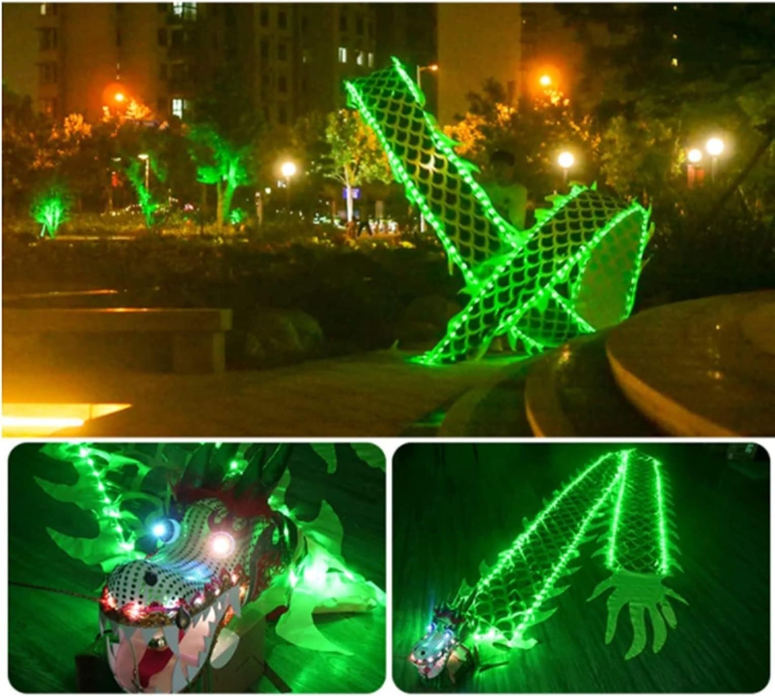 Drago Cinese per Feste Nastro da Danza del Drago Leggero A LED Fitness con Streamer per Capodanno Cinese Wu Lungo Feste Cinesi in Italia(10m)