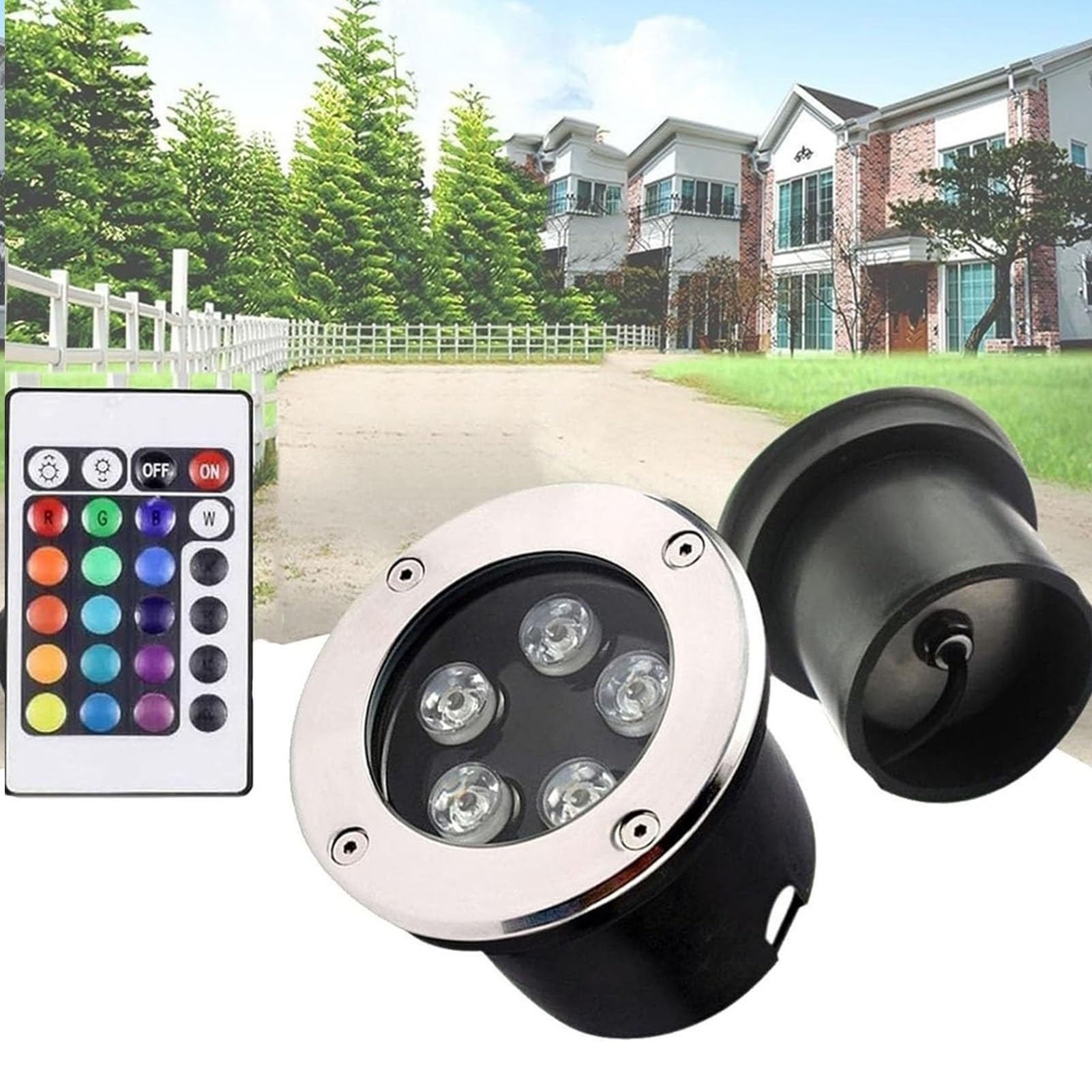 Outdoor Recessed Spotlight - Submersible RGB Light, Color Changing Pond Spotlight, with Remote Control, IP68 Waterproof LED Pool Landscape Lighting(3w,24V)
