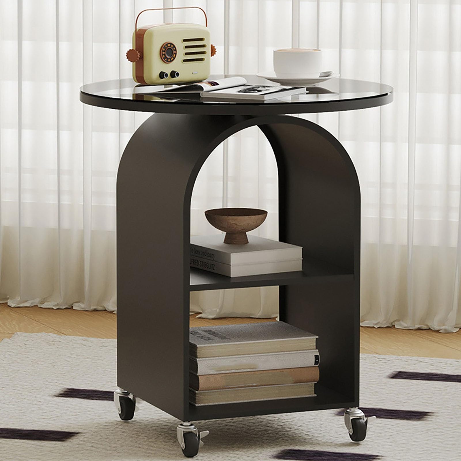 Table de nuit mobile et verrouillable pour chambre et salon moderne