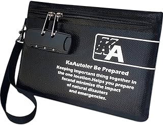 Small Fireproof Bagwith Lock,KaAutoler Fireproof, Waterproof Money Bag, with Zipper Fireproof Safe Box Money Pouch Envelope Container for Cash, for Keys, Cash, Jewelry and Other Valuables