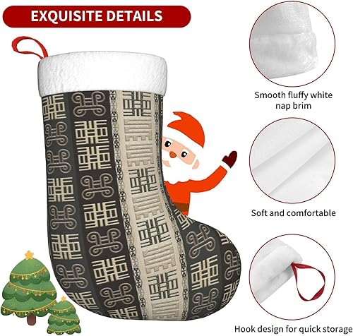 Miniatura 5 de Calcetines de Navidad, patrón africano con símbolos Adinkra, medias de Navidad grandes, medias colgantes de Navidad para chimenea, medias para