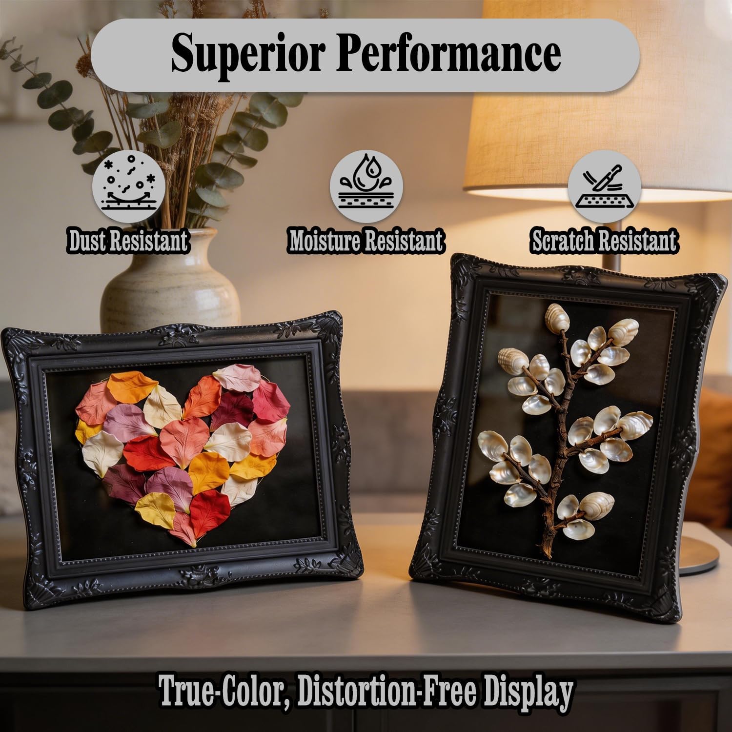 2 Pcs Small Shadow Box Frame Memory Display Cases (Black)