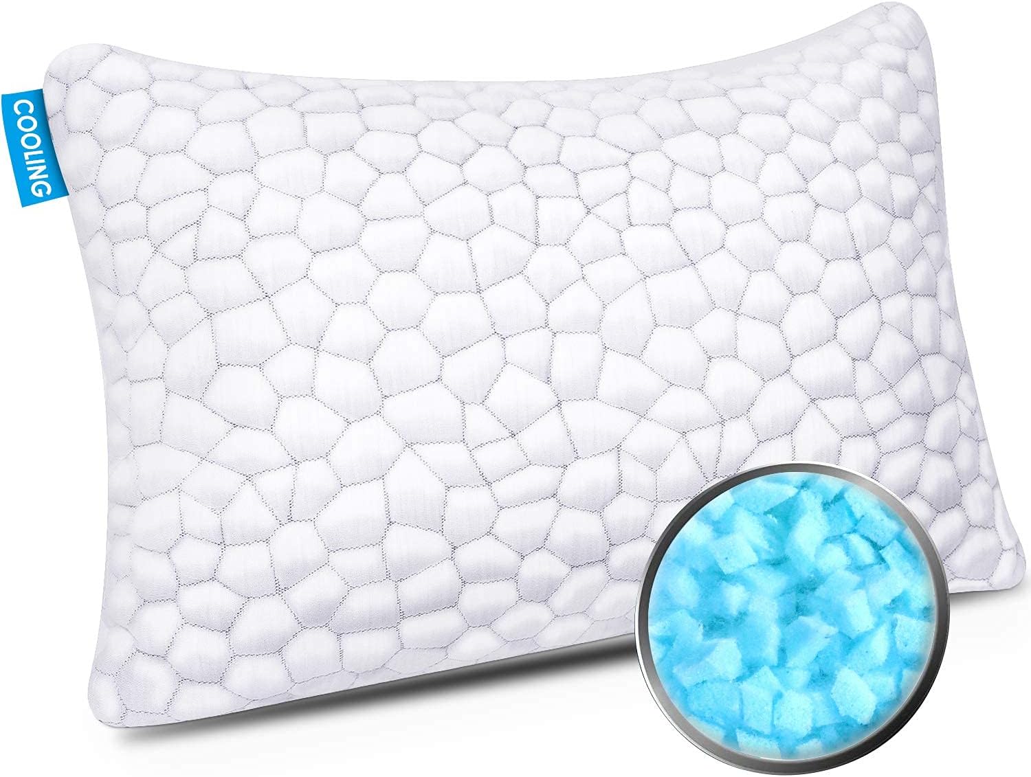 SUPA MODERN Bamboo Pillow Cooling Bed Pillows for Sleeping Adjustable Gel Shredded Memory Foam Pillow with Bamboo Pillow Cover Hypoallergenic - Premium Adjustable Loft - Queen Sleeping Pillow