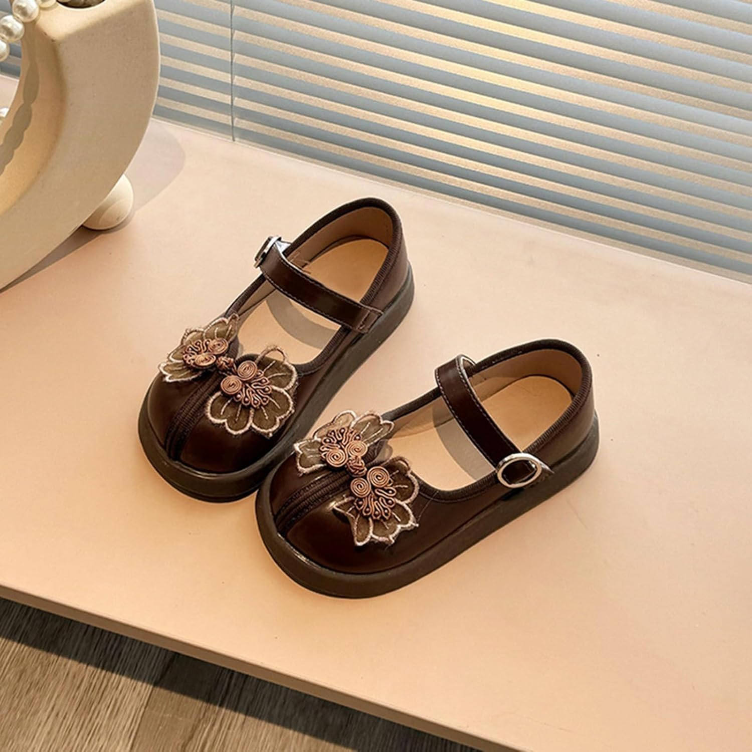 IWIHMIV Toddler Girl Casual Dress Shoe Non Slip Little Girl School Shoes for Wedding Party Leather Mary Jane Shoes