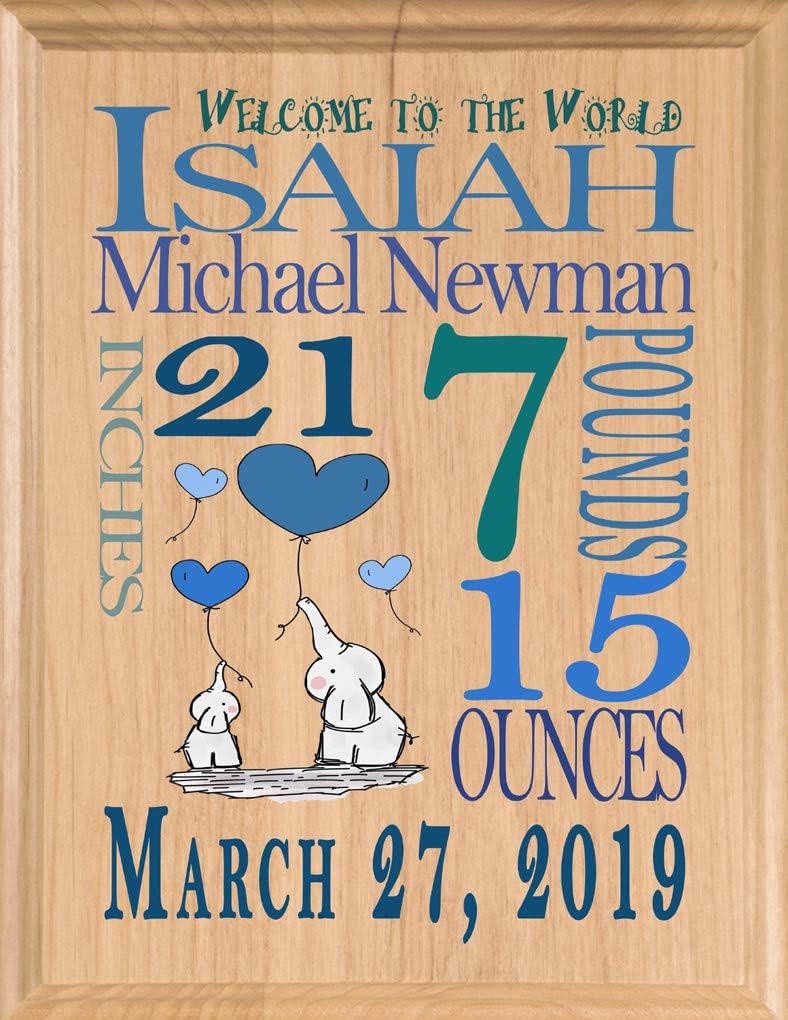 Personalized New Baby Boy Gift Sign Announcement Nursery Décor Art for Newborn Boys New Parents Mom or Dad New Grandson or Nephew
