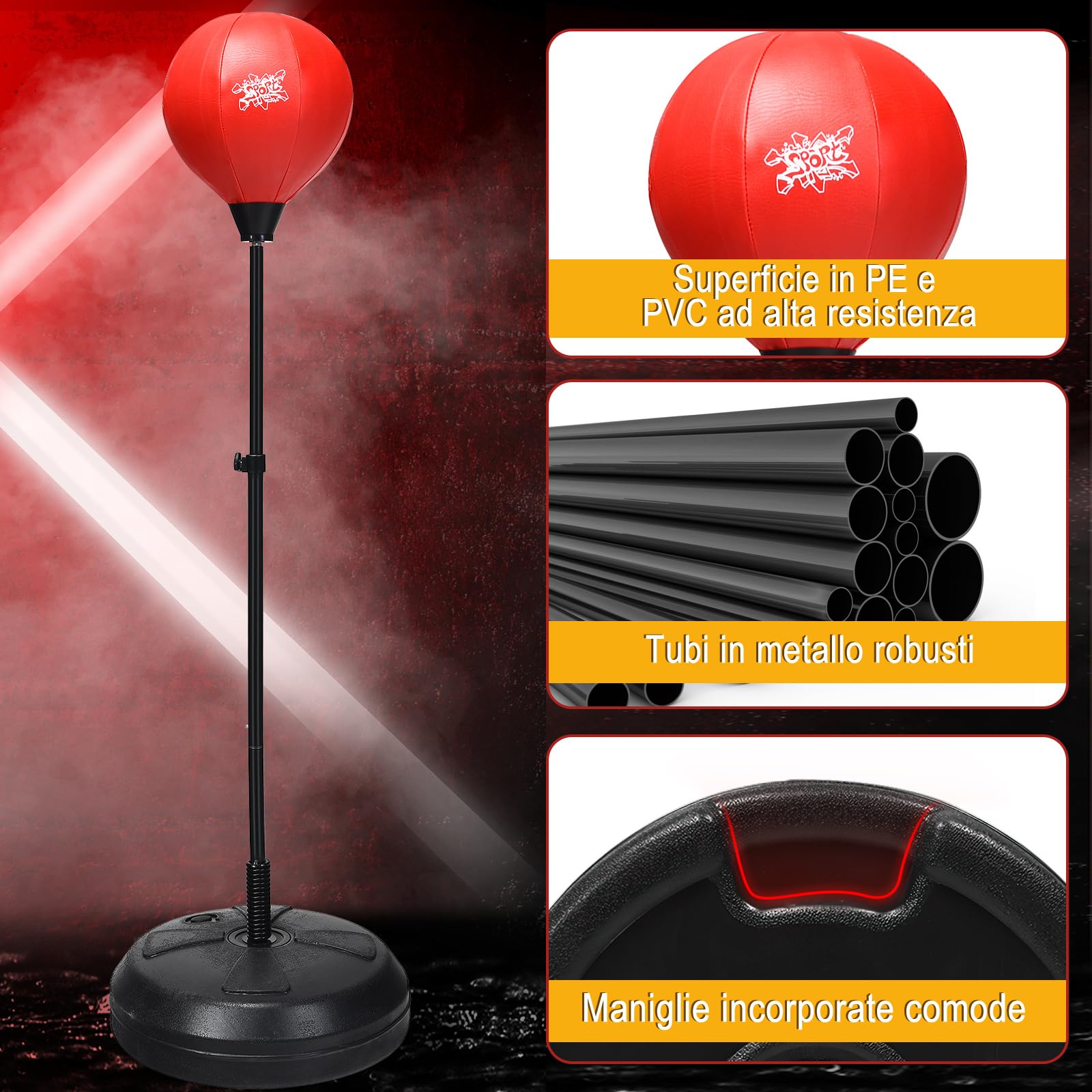 Relaxdays Punching Ball Boxe, Reflex Pungiball, Palla Veloce, Pera Allenamento Adulti, Riflessi Pugilato, Nero Verde