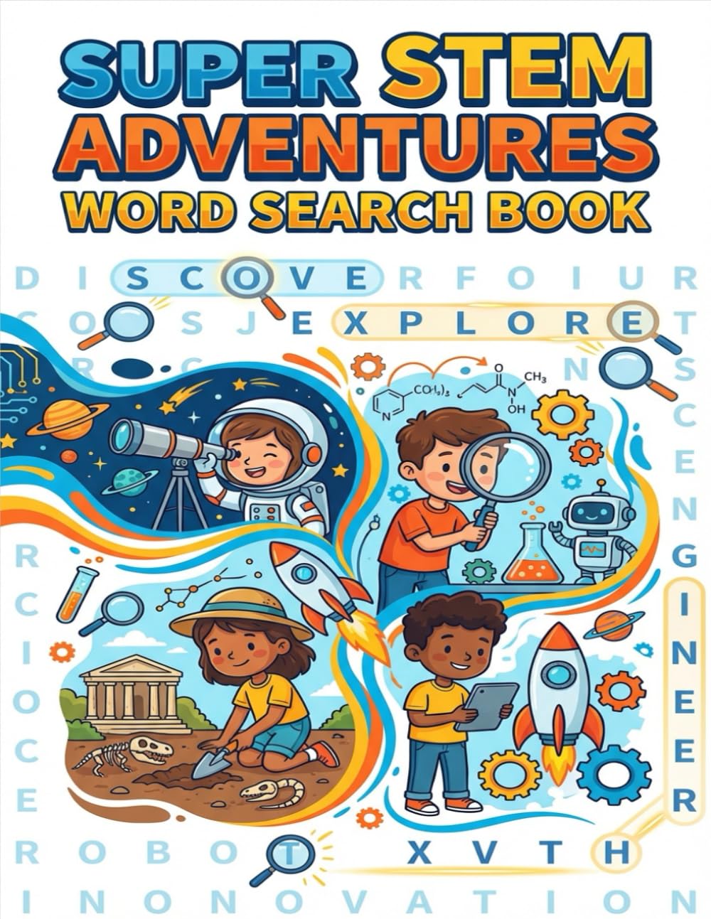 Super STEM Adventures: 50 word search puzzles