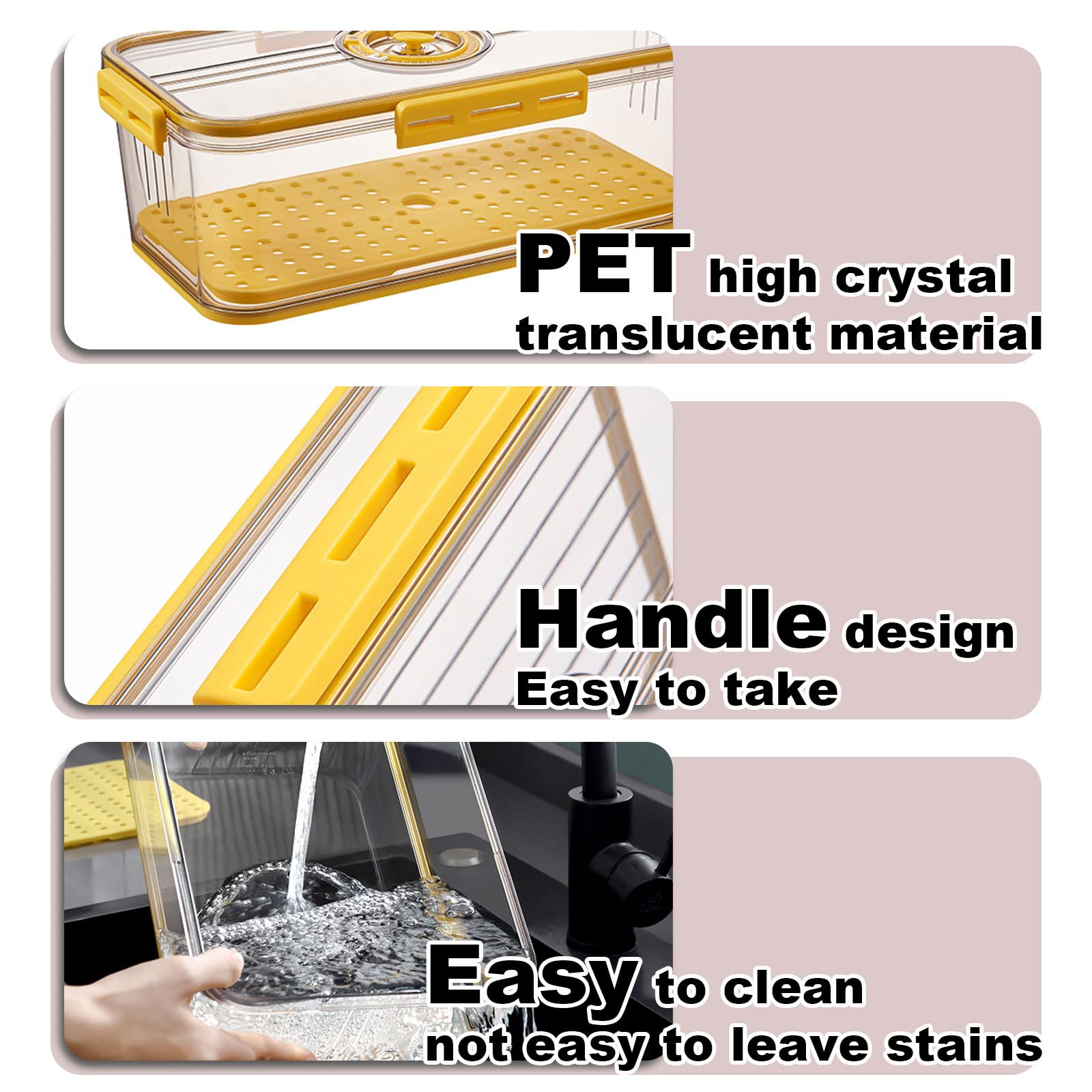 Caja De Almacenamiento del Refrigerador,Reutilizable Material Plastico Transparente,Apto para Nevera Cocina Despensa Armarios Encimeras Cosméticos (2 D)