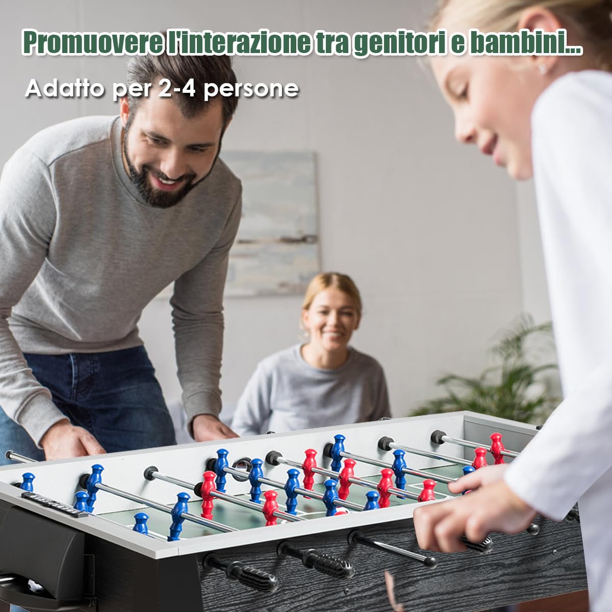 COSTWAY Calcio Balilla in Legno, Biliardino Professionale con 2 Palline 22 Giocatori e Segnapunti, Calcetto con 8 Aste per Adulti e Bambini, 122 x 61 x 79 cm