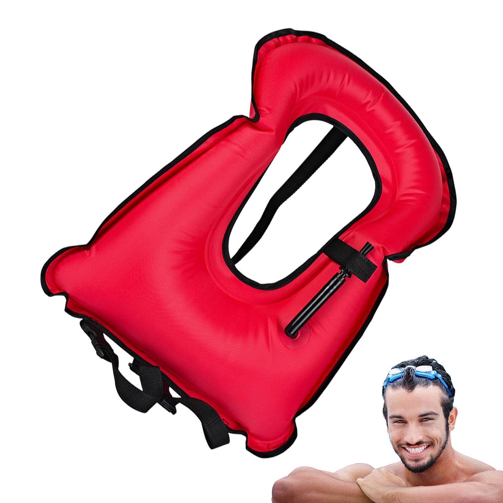 Chaleco salvavidas - 24.02 x 17.72 pulgadas, chaleco de pesca inflable, ajustable Snorkel | Ahorro Hombres Mujeres Suministros de navegación Natación Principiante Carga Máxima 220 lbs Plegable
