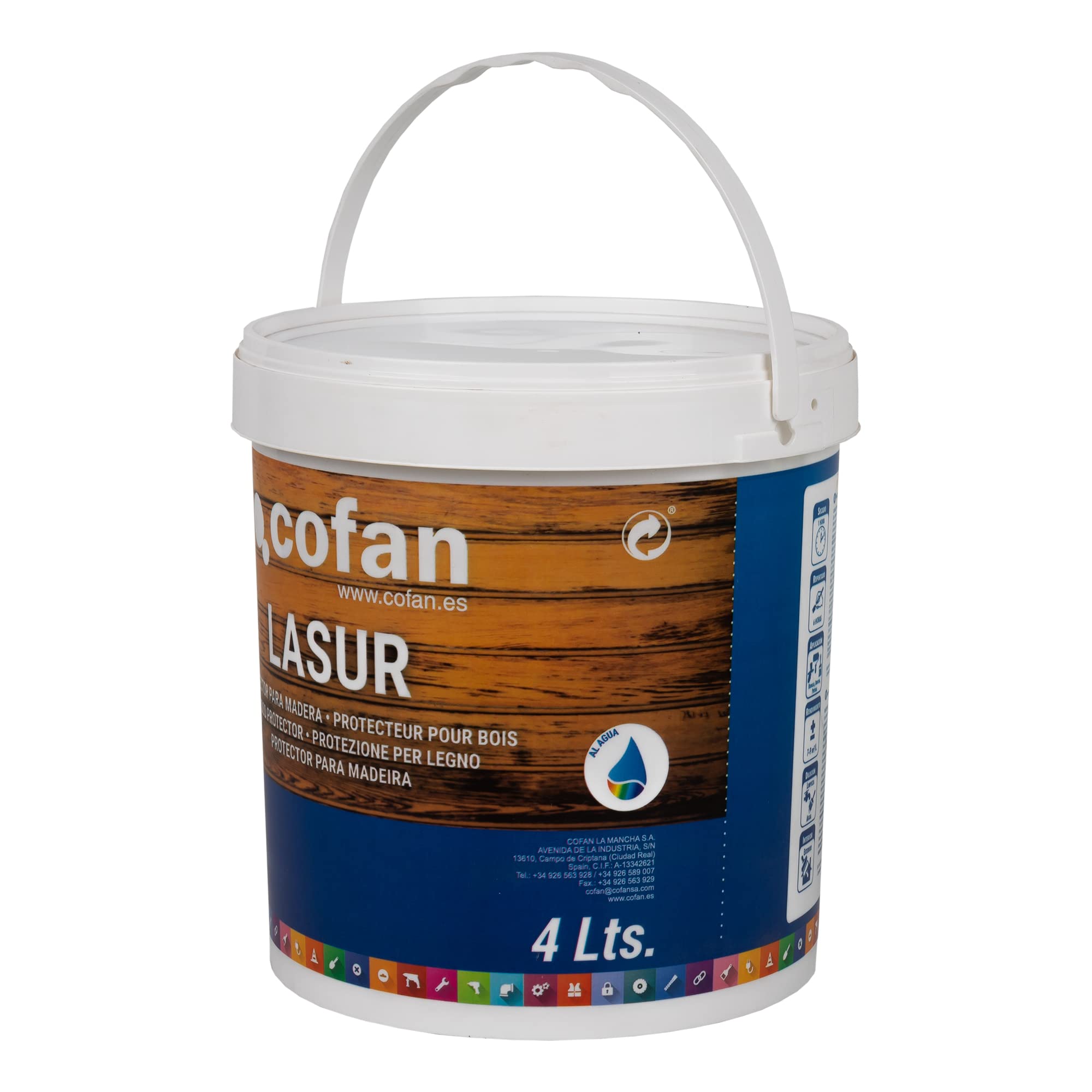 Cofan Lasur Protector al Agua para Madera | Incoloro con acabado Mate | Bote de 4 litros