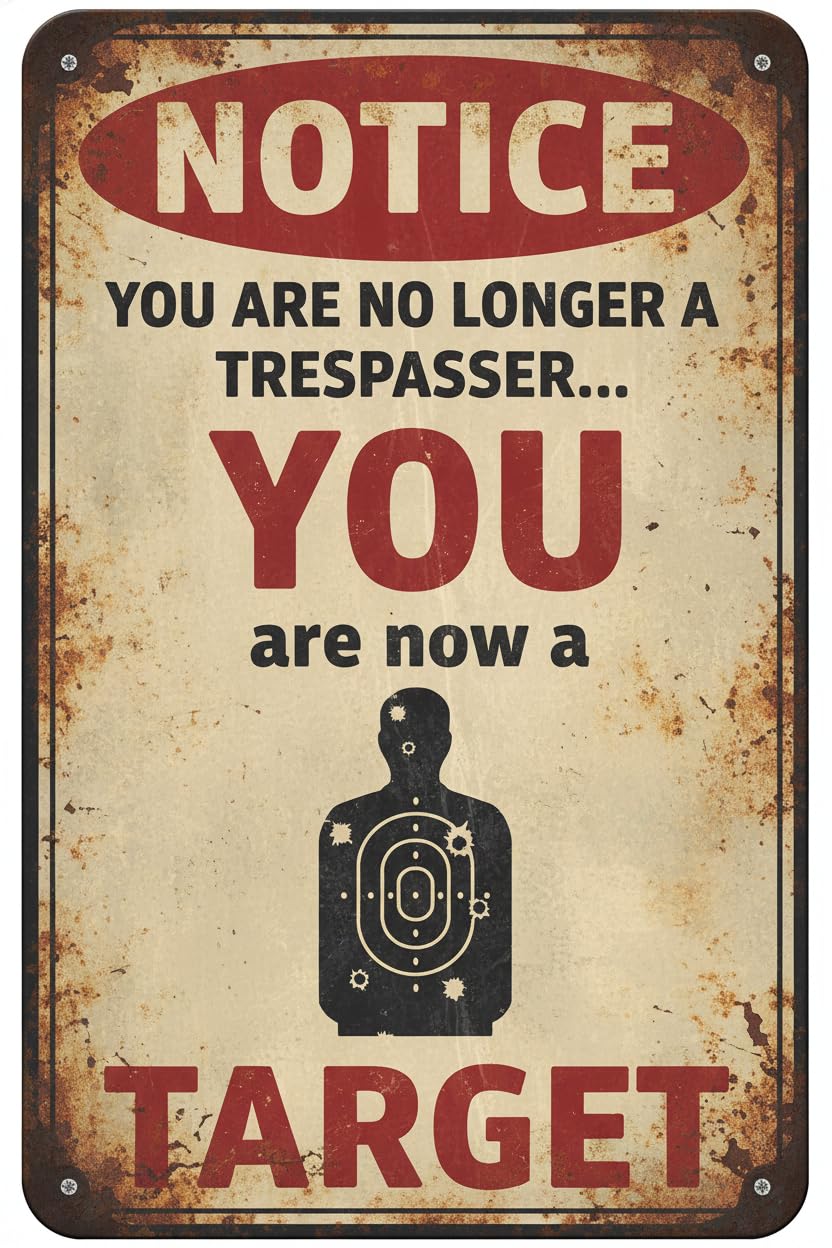 Funny Sign Notice You Are No Longer A Trespasser - You Are Now A Target Vintage Tin Signs Home Bar Coffee Shop Wall Decor Sign 12x8 Inch Aluminum Plates Printed