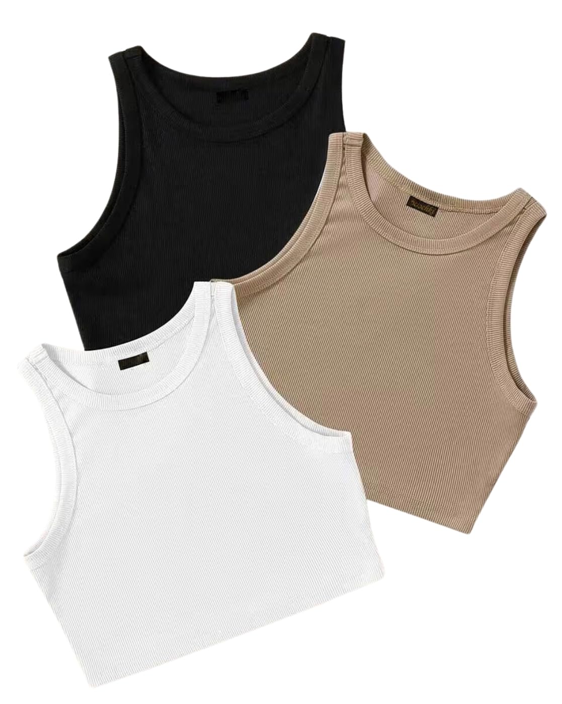 berry bird (Pack of 3) Stylish Sleeveless Round Neck Ribbed Tank Tops for Women and Western Crop Top-picture-10