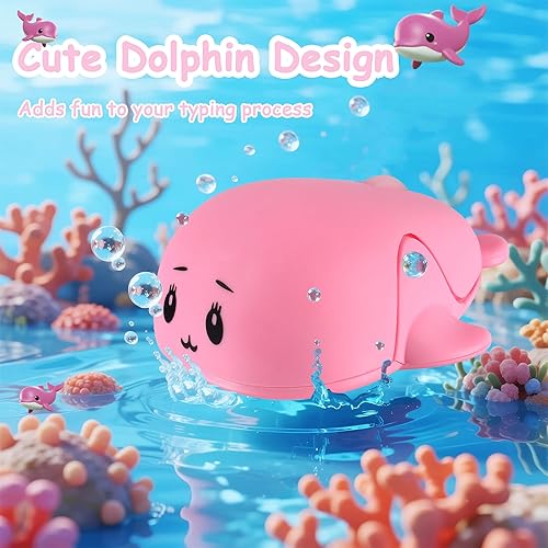 Miniatura 2 de Ratón inalámbrico Bluetooth lindo animal pequeño con forma de delfín ratones de computadora con receptor USB 2.4GHz y Bluetooth modo dual silencioso