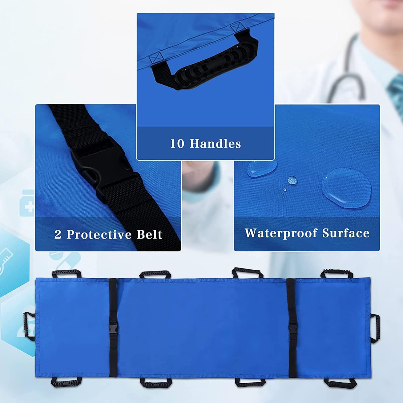 Generico Barella Pieghevole Portatile unità di Trasporto con 12 Maniglie Resistenti Barella Pieghevole Barella di Emergenza Posizionamento del Letto Barella di Pronto Soccorso