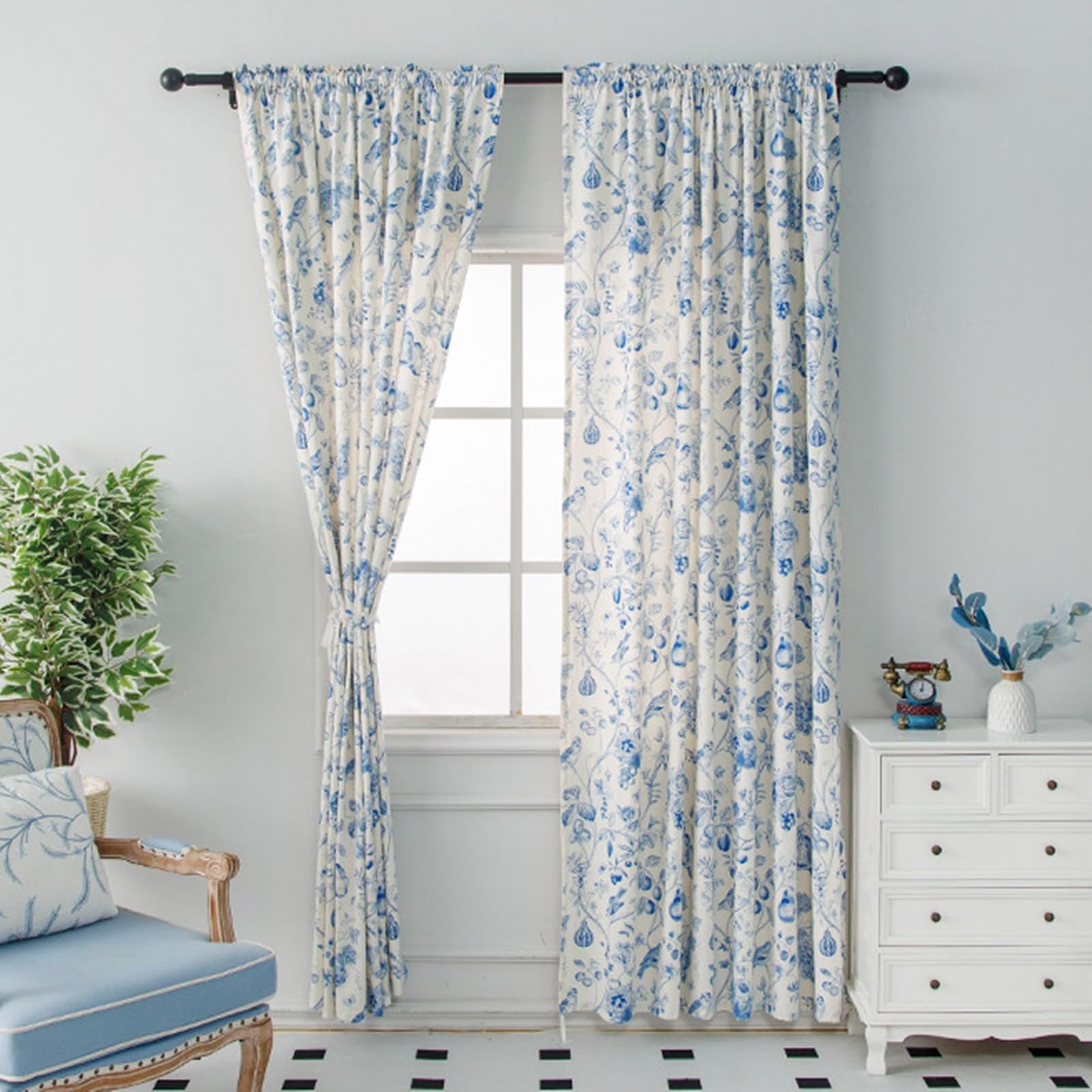 Rideau placard bleu au style français KnSam pour une décoration de chambre élégante effet lin
